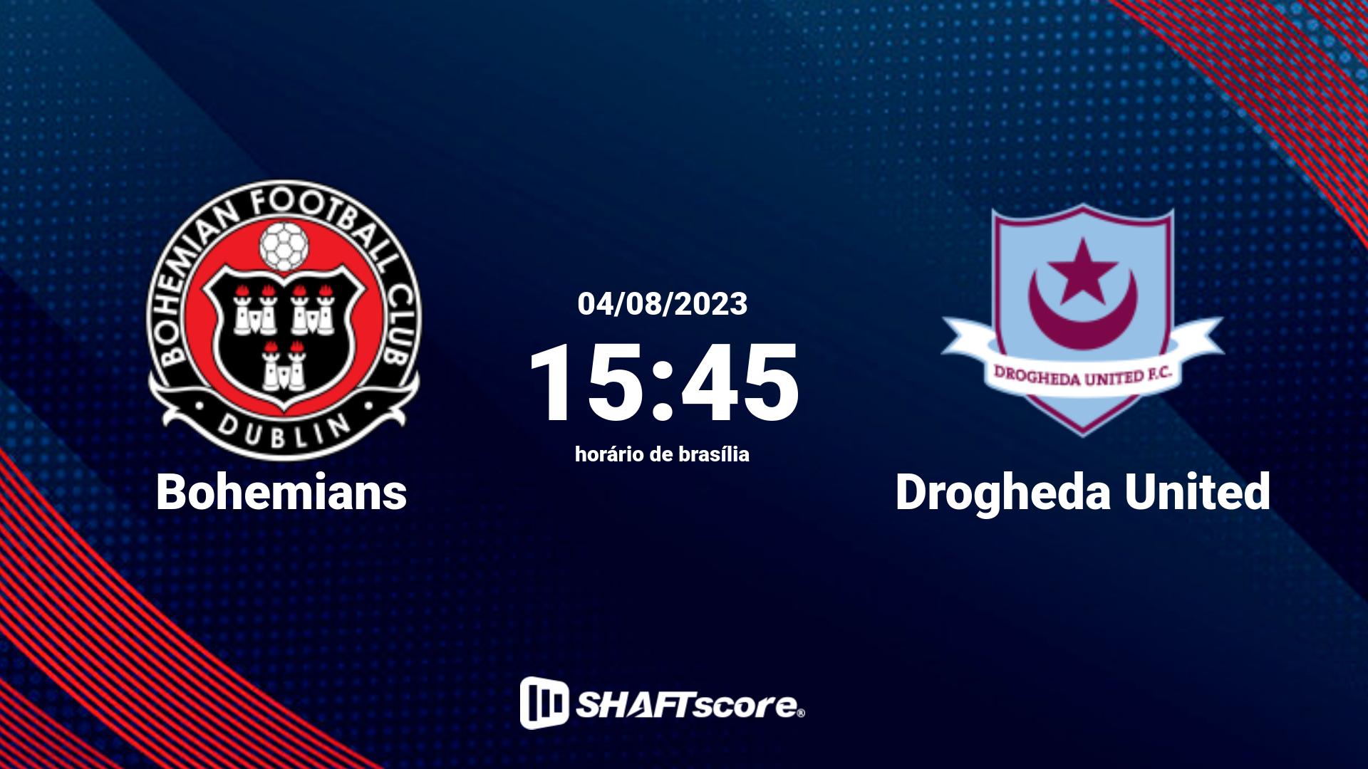 Estatísticas do jogo Bohemians vs Drogheda United 04.08 15:45