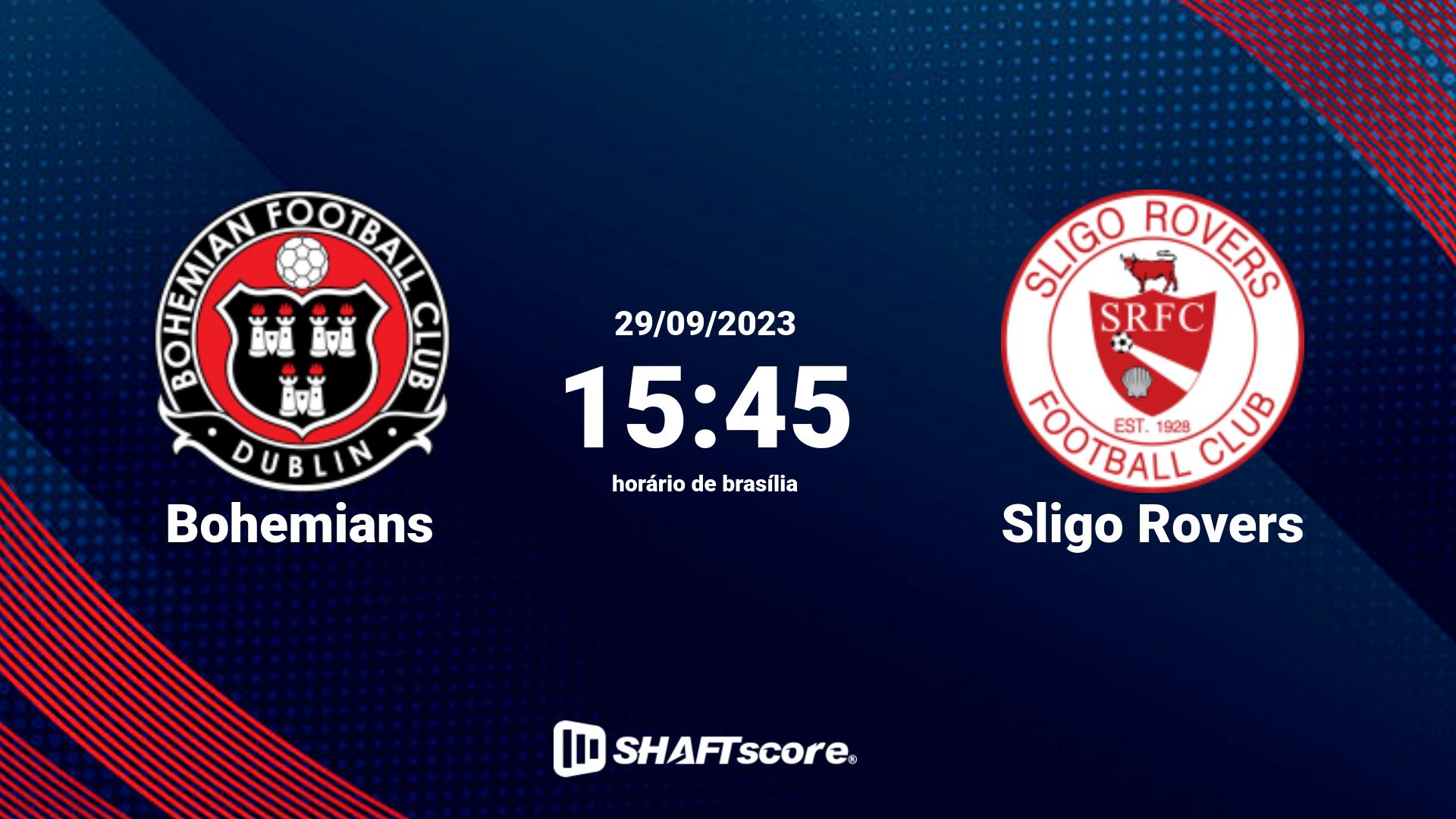 Estatísticas do jogo Bohemians vs Sligo Rovers 29.09 15:45