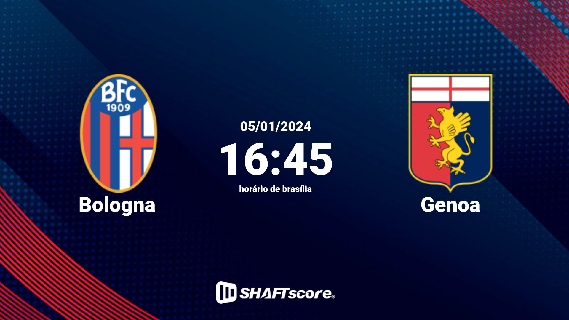 Estatísticas do jogo Bologna vs Genoa 05.01 16:45