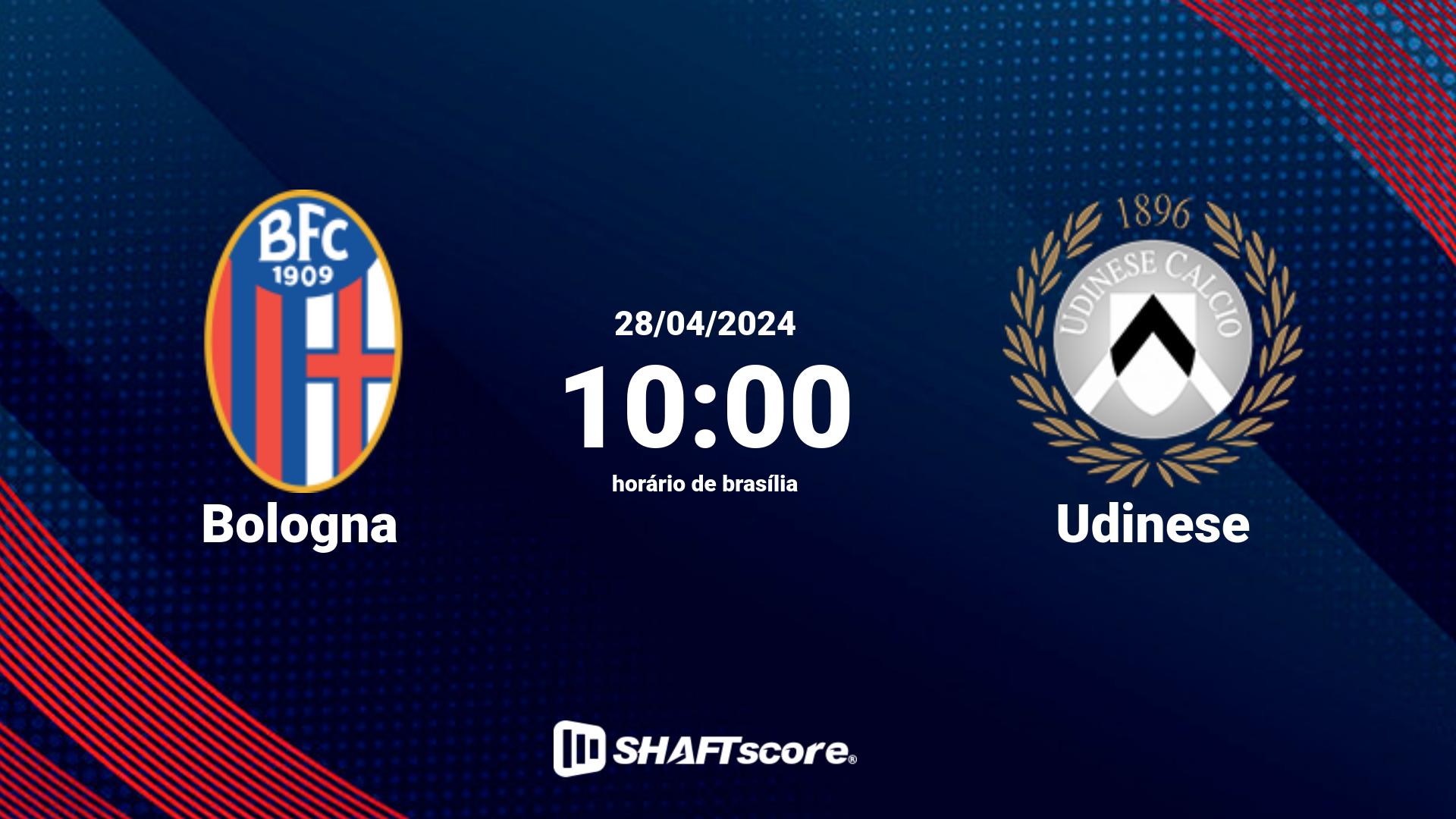 Estatísticas do jogo Bologna vs Udinese 28.04 10:00