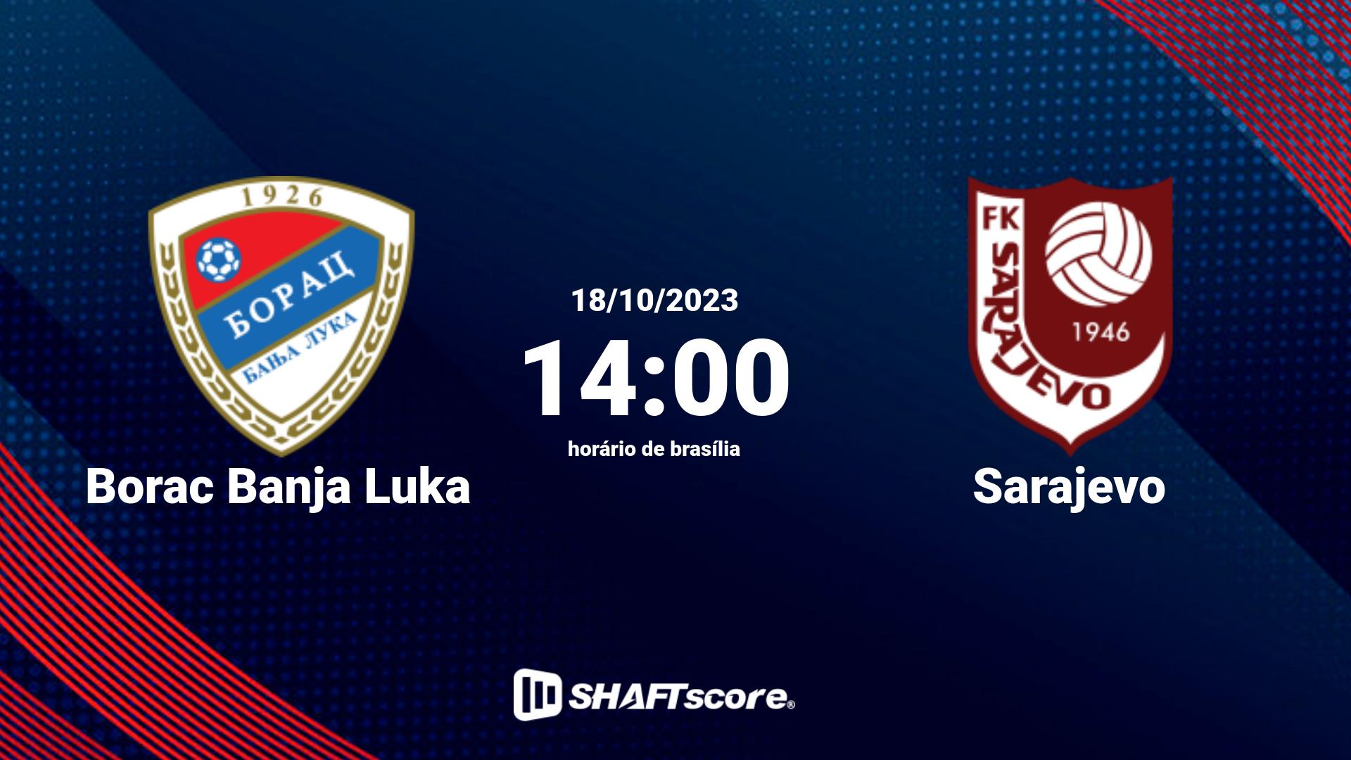 Estatísticas do jogo Borac Banja Luka vs Sarajevo 18.10 14:00