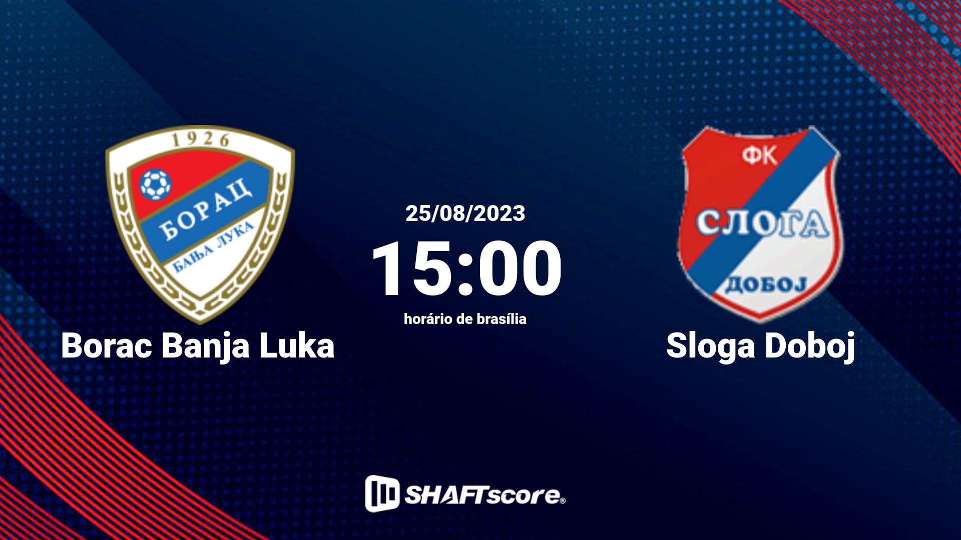 Estatísticas do jogo Borac Banja Luka vs Sloga Doboj 25.08 15:00