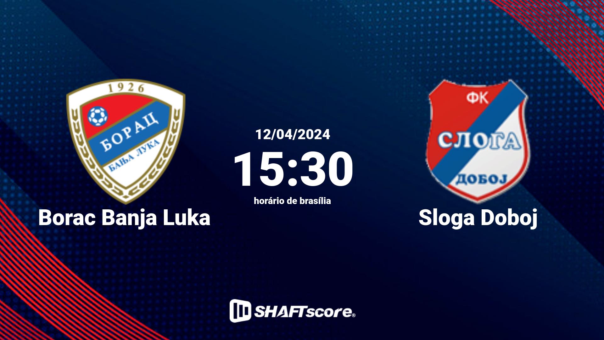 Estatísticas do jogo Borac Banja Luka vs Sloga Doboj 12.04 15:30