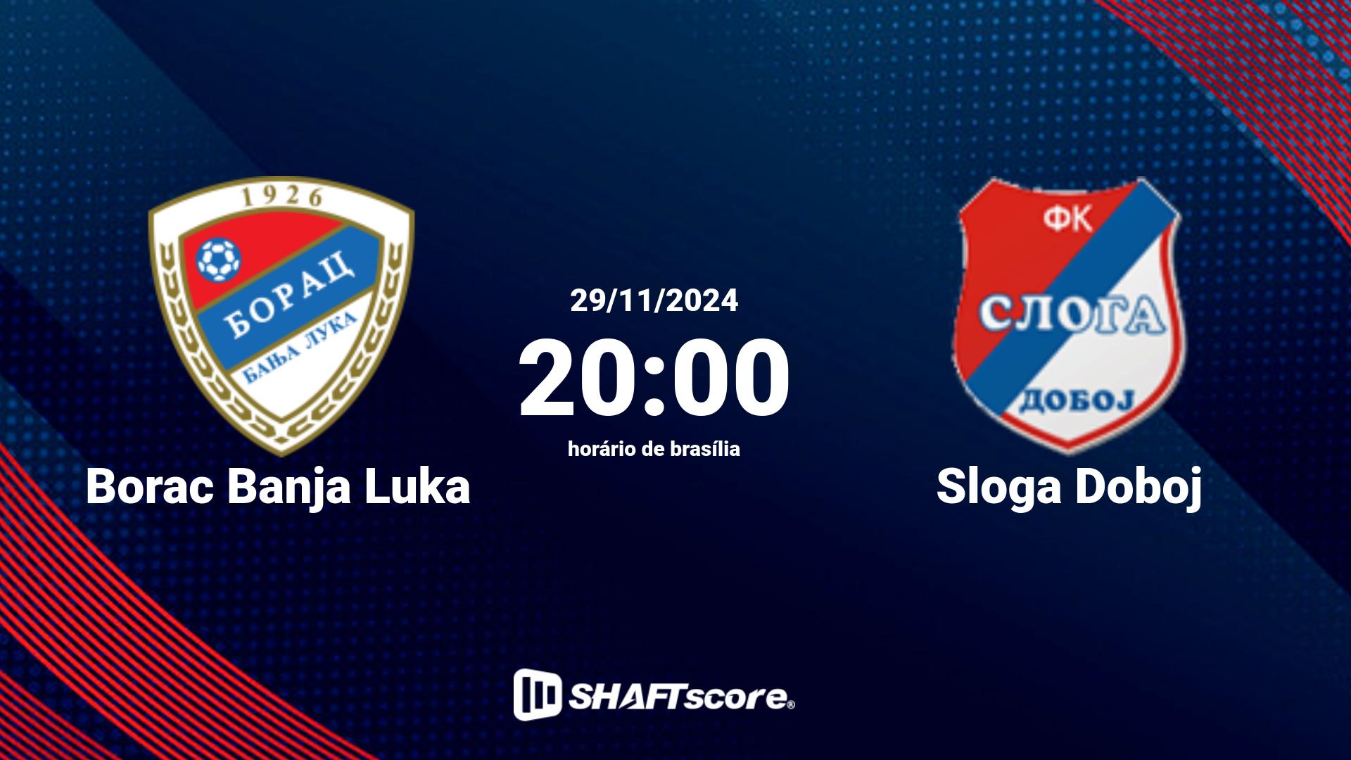 Estatísticas do jogo Borac Banja Luka vs Sloga Doboj 29.11 20:00