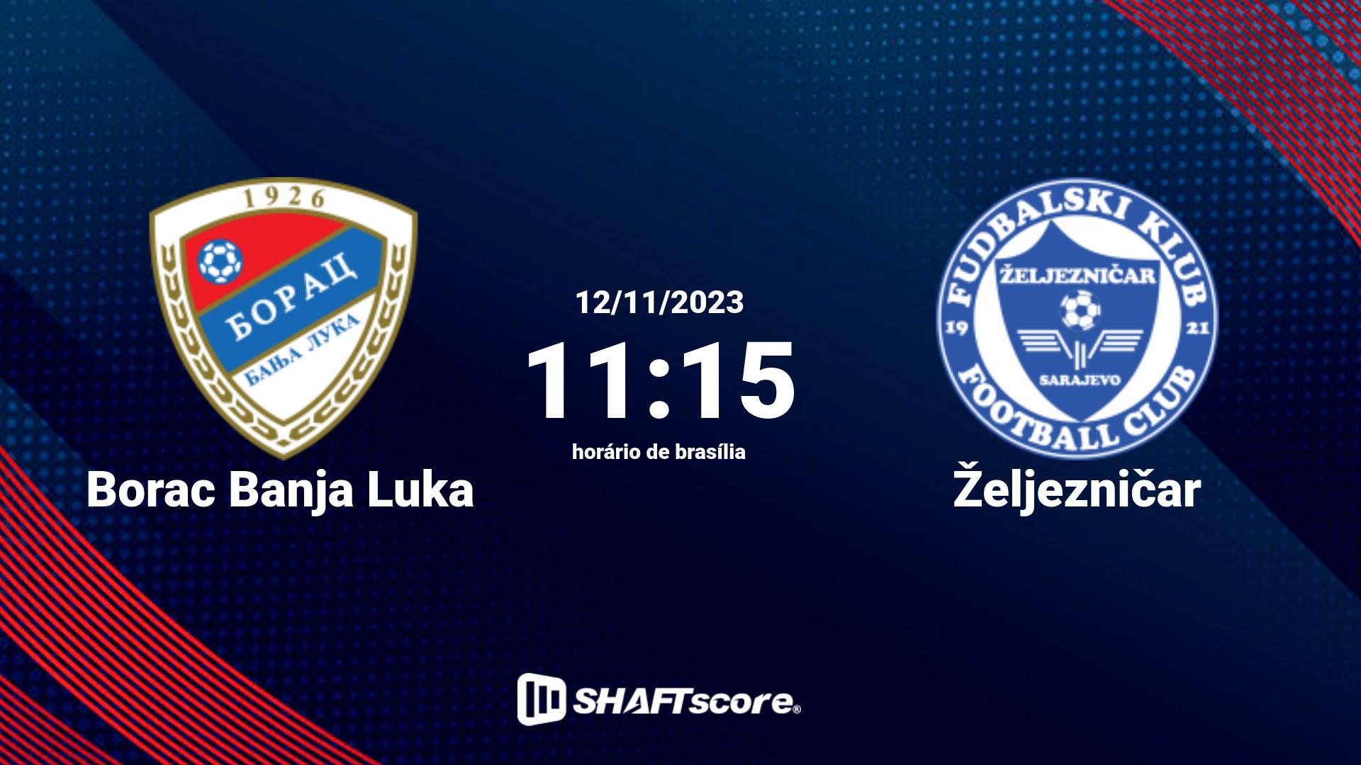 Estatísticas do jogo Borac Banja Luka vs Željezničar 12.11 11:15