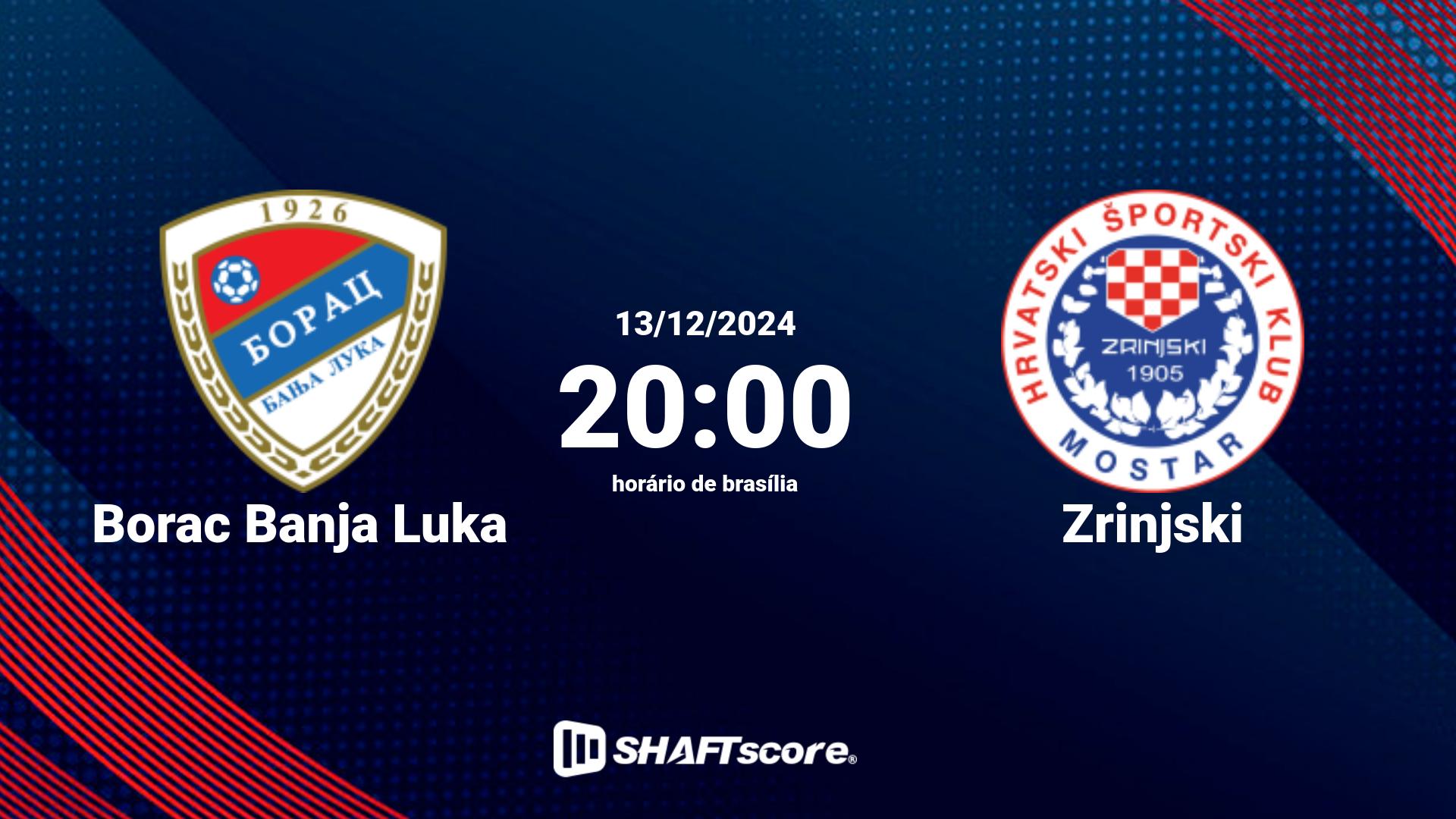 Estatísticas do jogo Borac Banja Luka vs Zrinjski 13.12 20:00