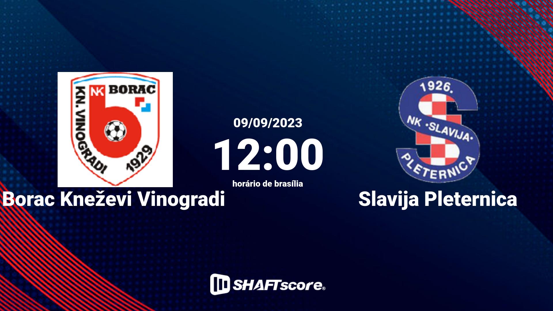 Estatísticas do jogo Borac Kneževi Vinogradi vs Slavija Pleternica 09.09 12:00