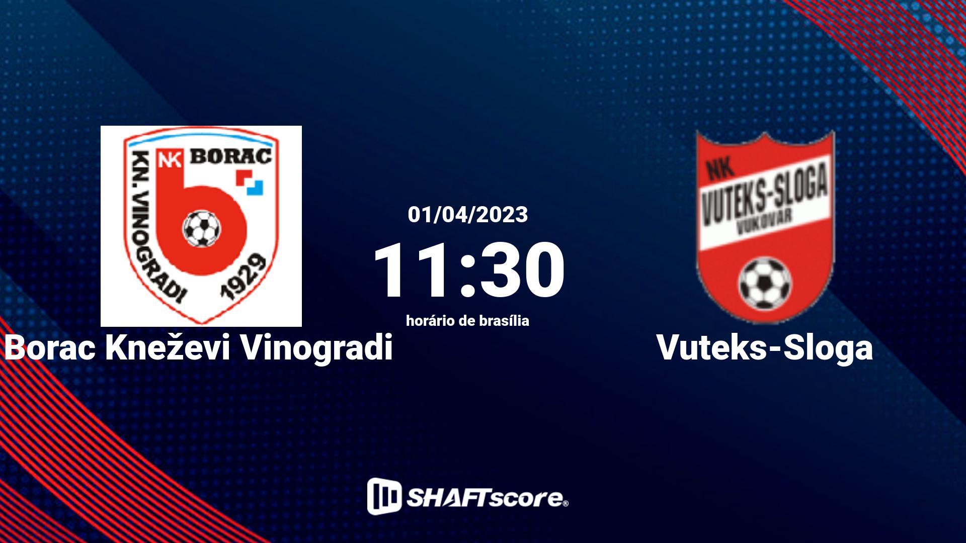 Estatísticas do jogo Borac Kneževi Vinogradi vs Vuteks-Sloga 01.04 11:30