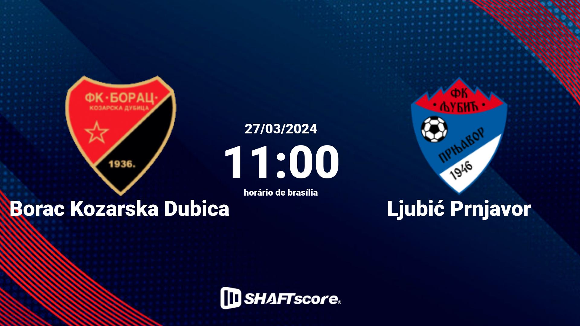 Estatísticas do jogo Borac Kozarska Dubica vs Ljubić Prnjavor 27.03 11:00