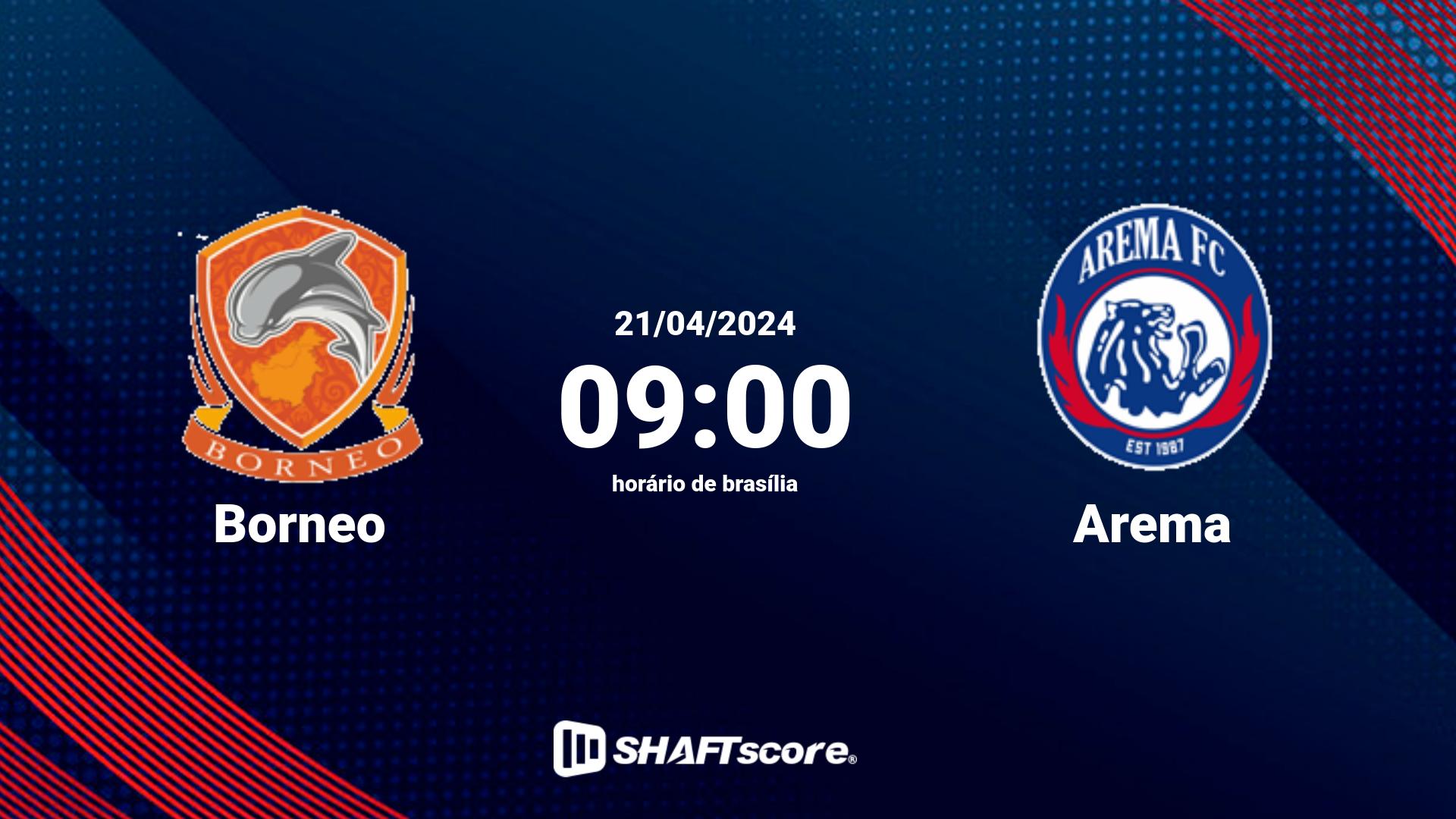 Estatísticas do jogo Borneo vs Arema 21.04 09:00