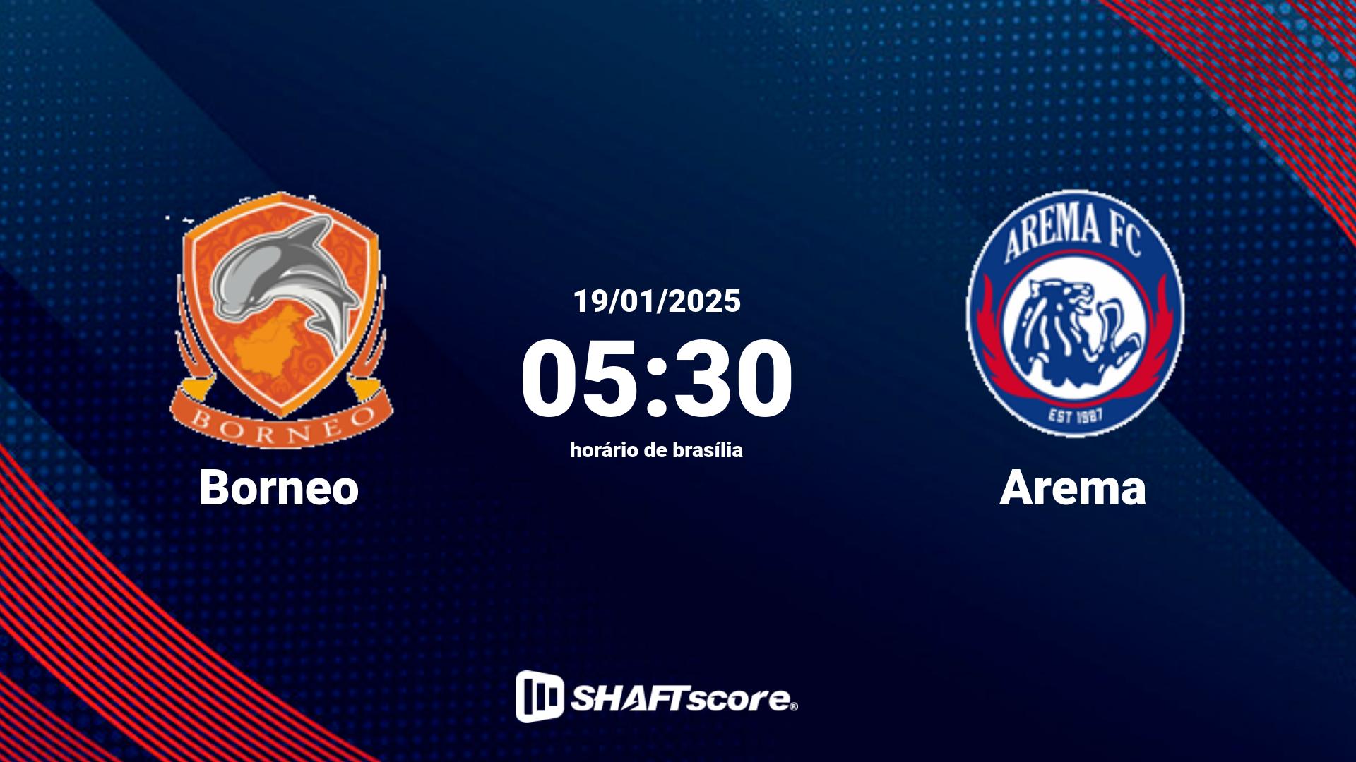 Estatísticas do jogo Borneo vs Arema 19.01 05:30