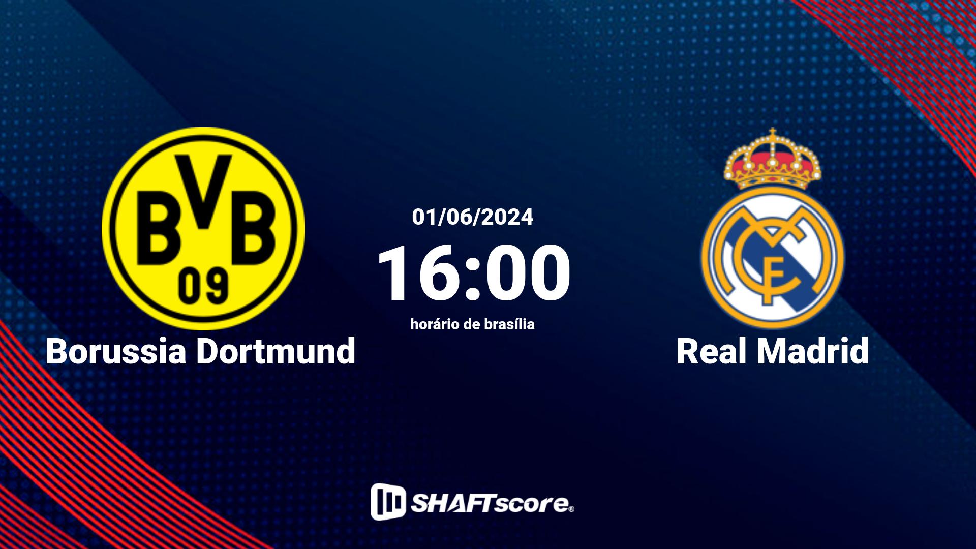 Estatísticas do jogo Borussia Dortmund vs Real Madrid 01.06 16:00