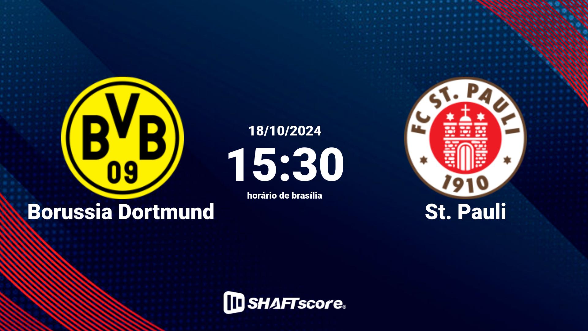 Estatísticas do jogo Borussia Dortmund vs St. Pauli 18.10 15:30