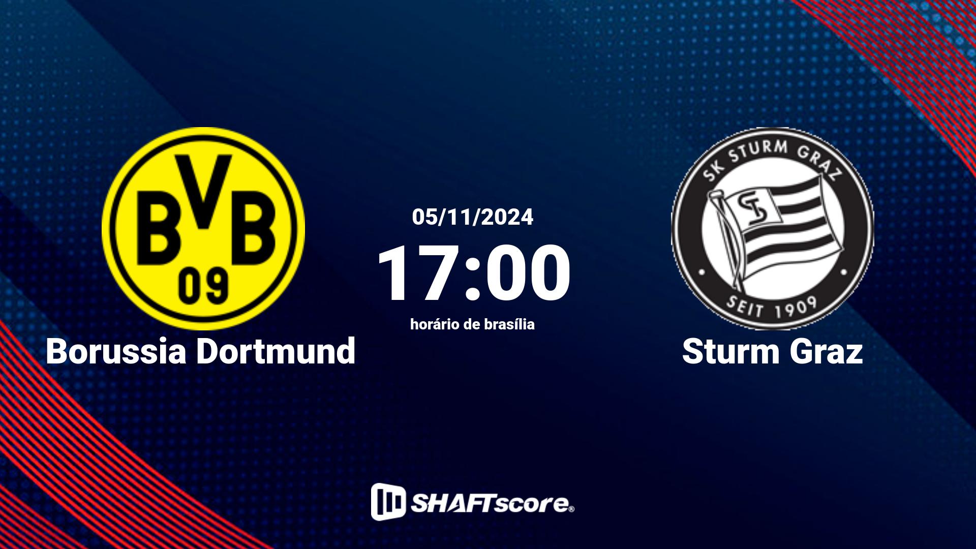 Estatísticas do jogo Borussia Dortmund vs Sturm Graz 05.11 17:00