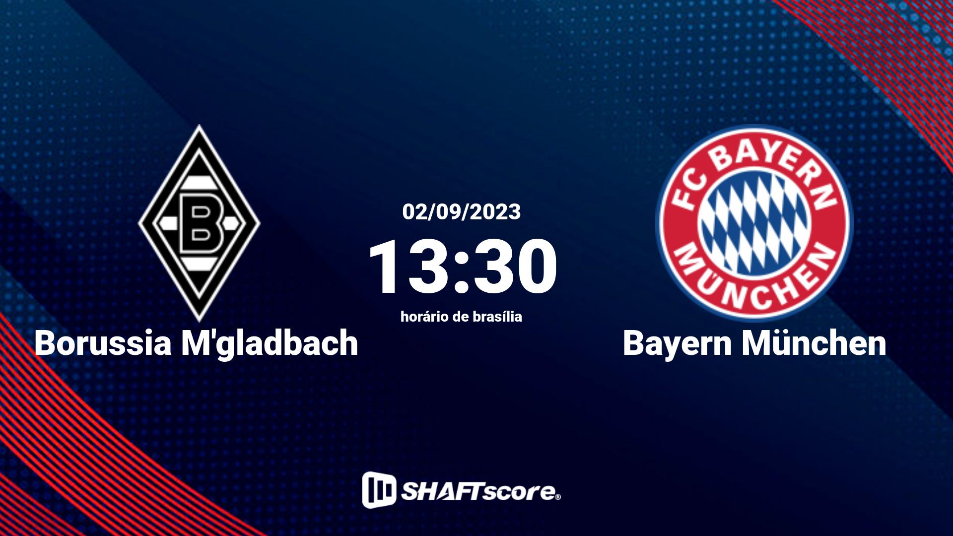 Estatísticas do jogo Borussia M'gladbach vs Bayern München 02.09 13:30