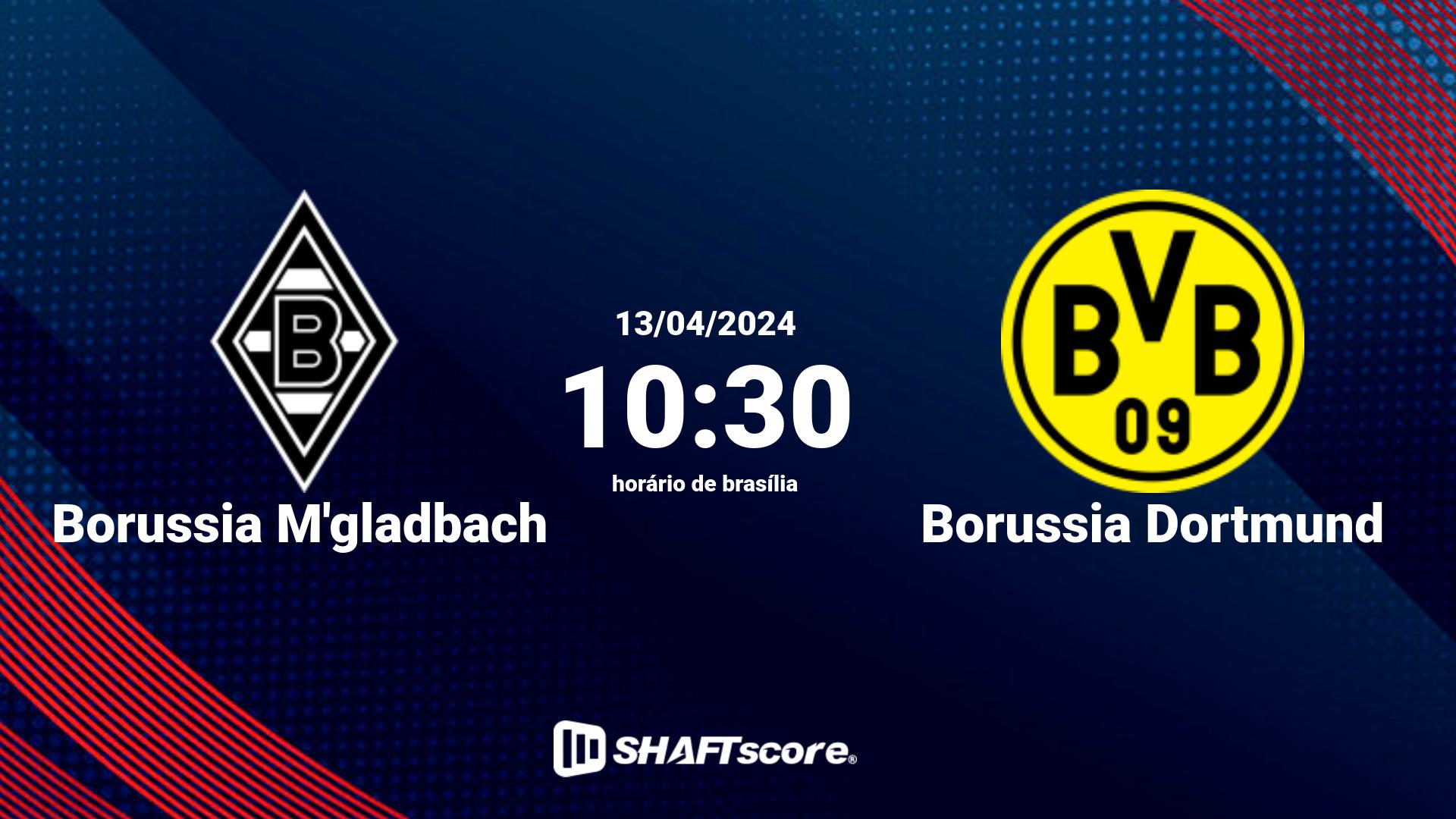 Estatísticas do jogo Borussia M'gladbach vs Borussia Dortmund 13.04 10:30