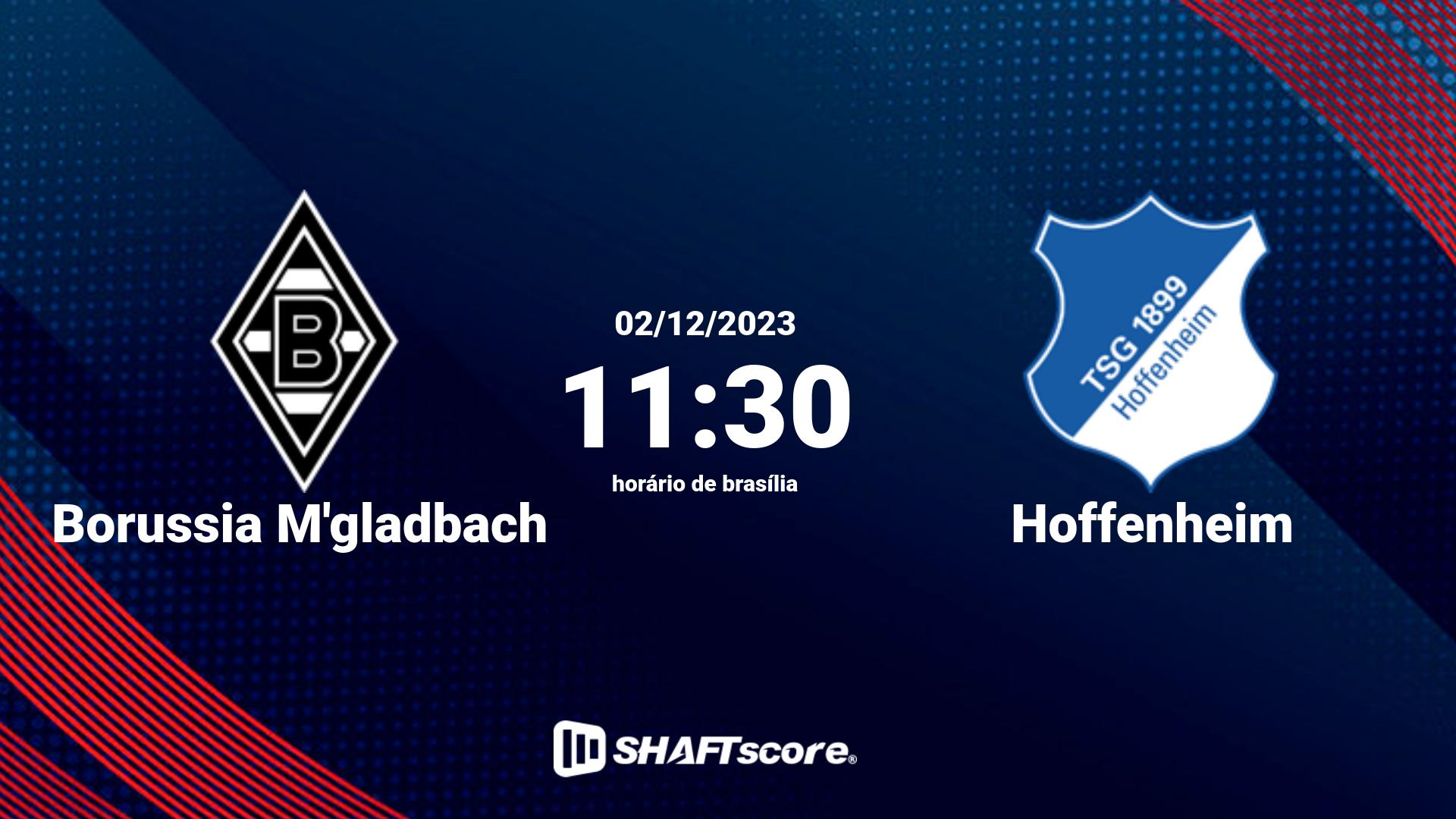 Estatísticas do jogo Borussia M'gladbach vs Hoffenheim 02.12 11:30