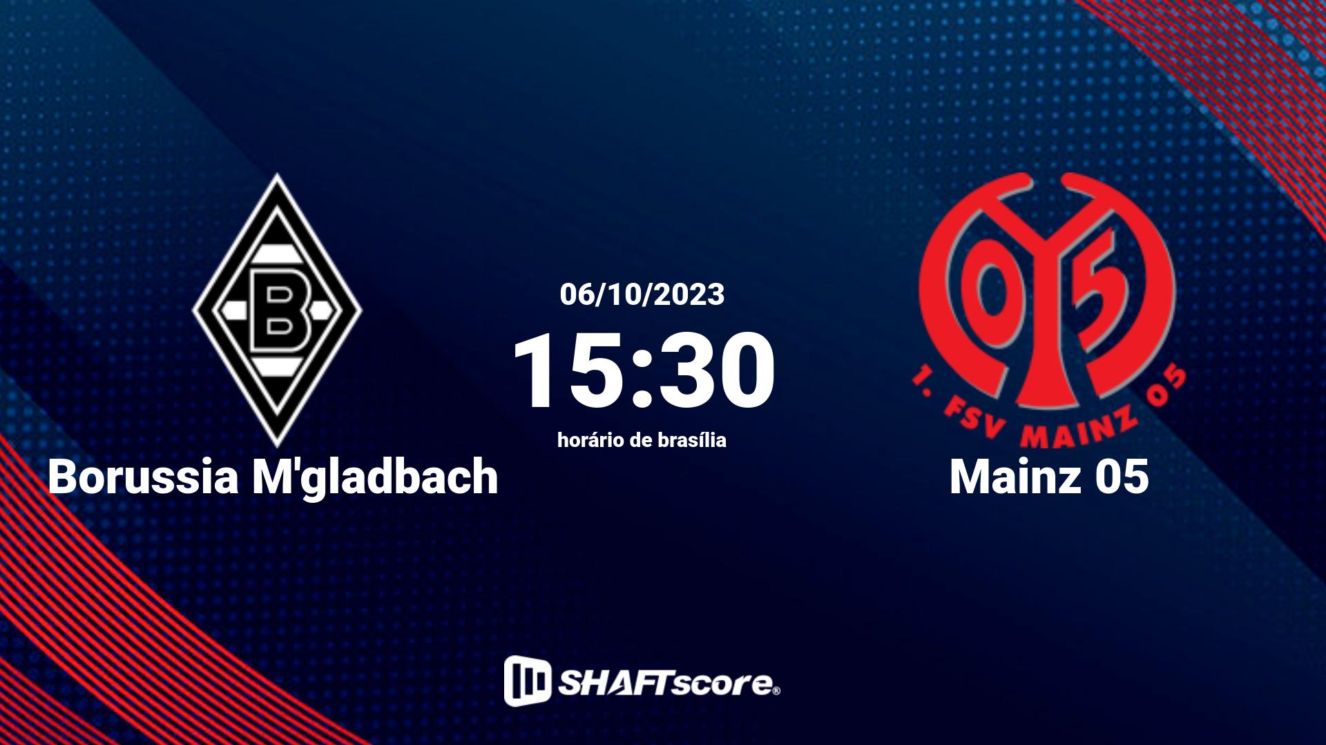 Estatísticas do jogo Borussia M'gladbach vs Mainz 05 06.10 15:30