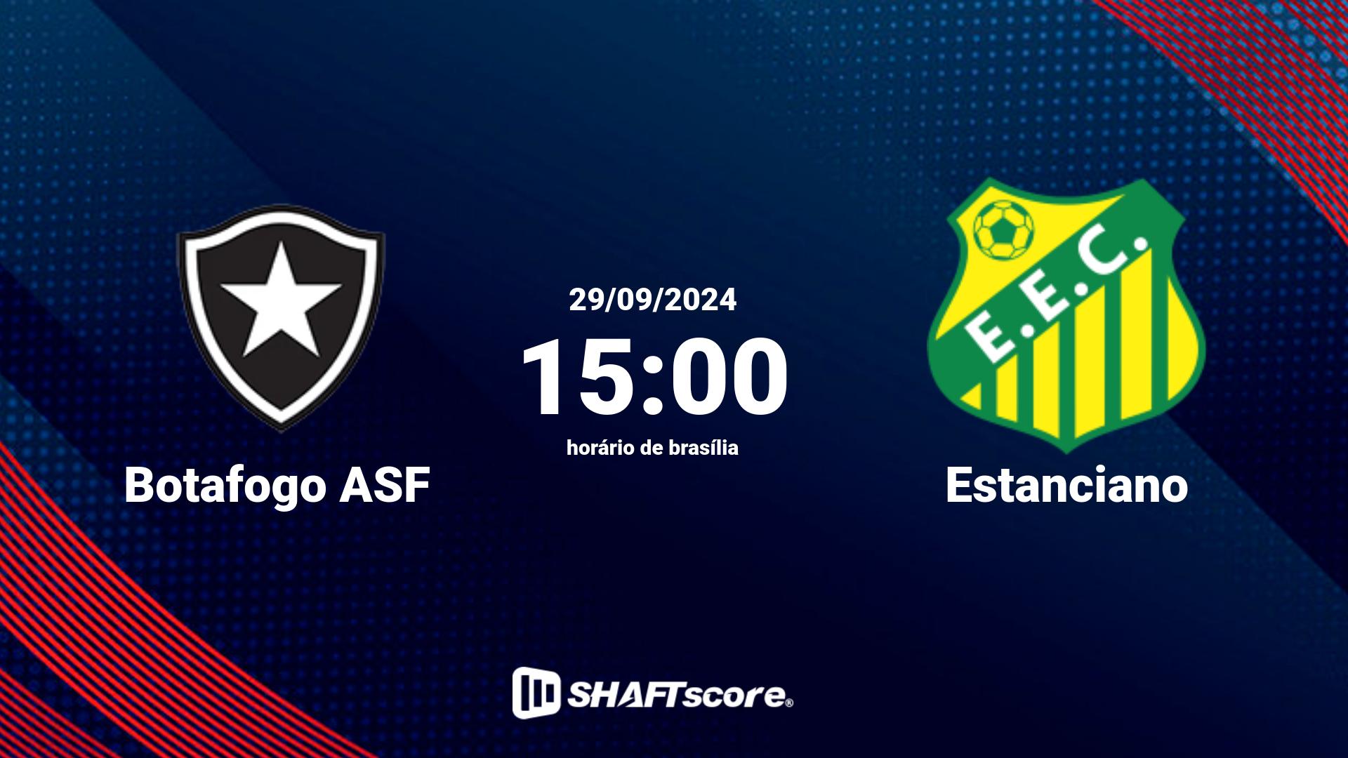 Estatísticas do jogo Botafogo ASF vs Estanciano 29.09 15:00