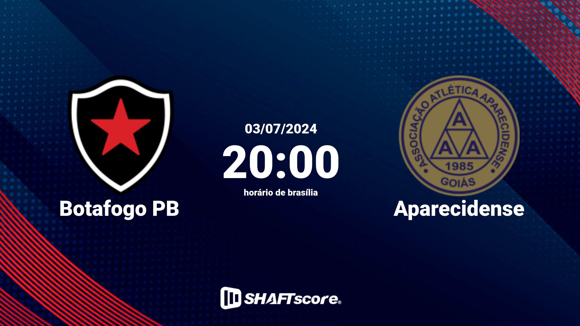 Estatísticas do jogo Botafogo PB vs Aparecidense 03.07 20:00