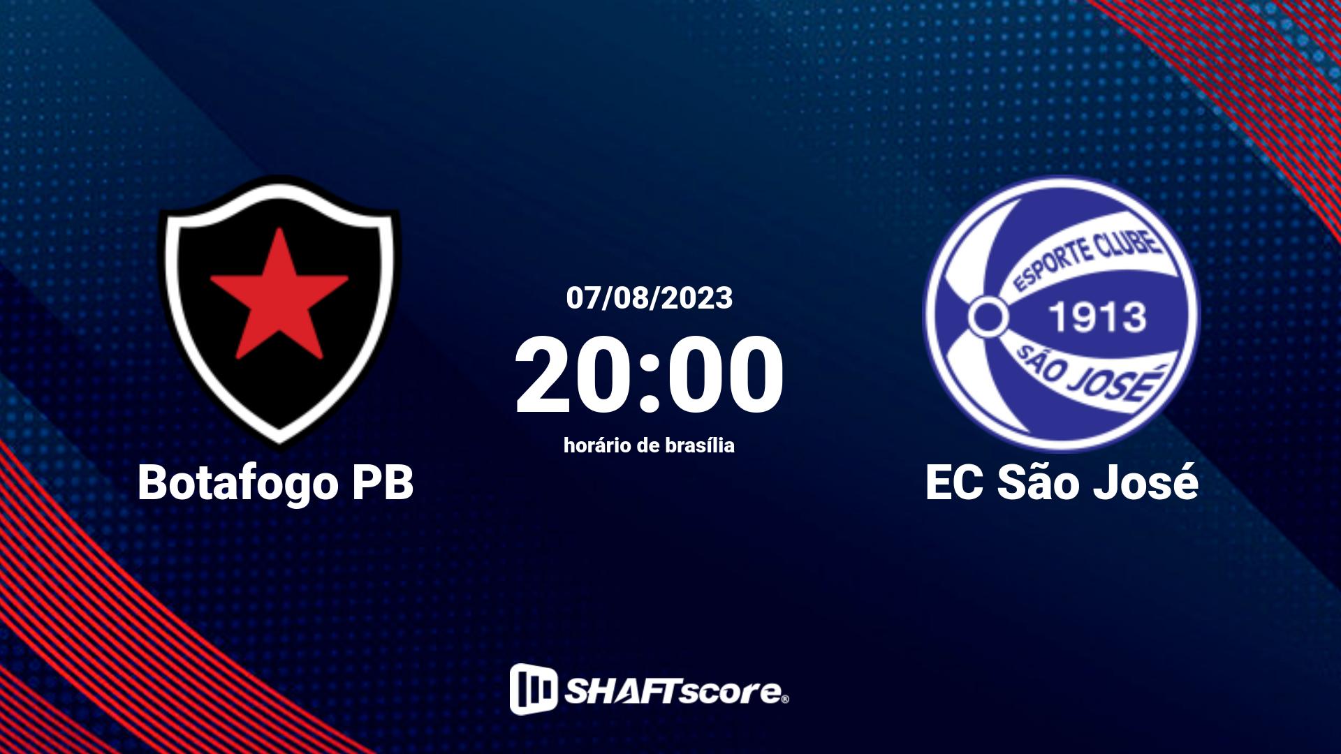 Estatísticas do jogo Botafogo PB vs EC São José 07.08 20:00