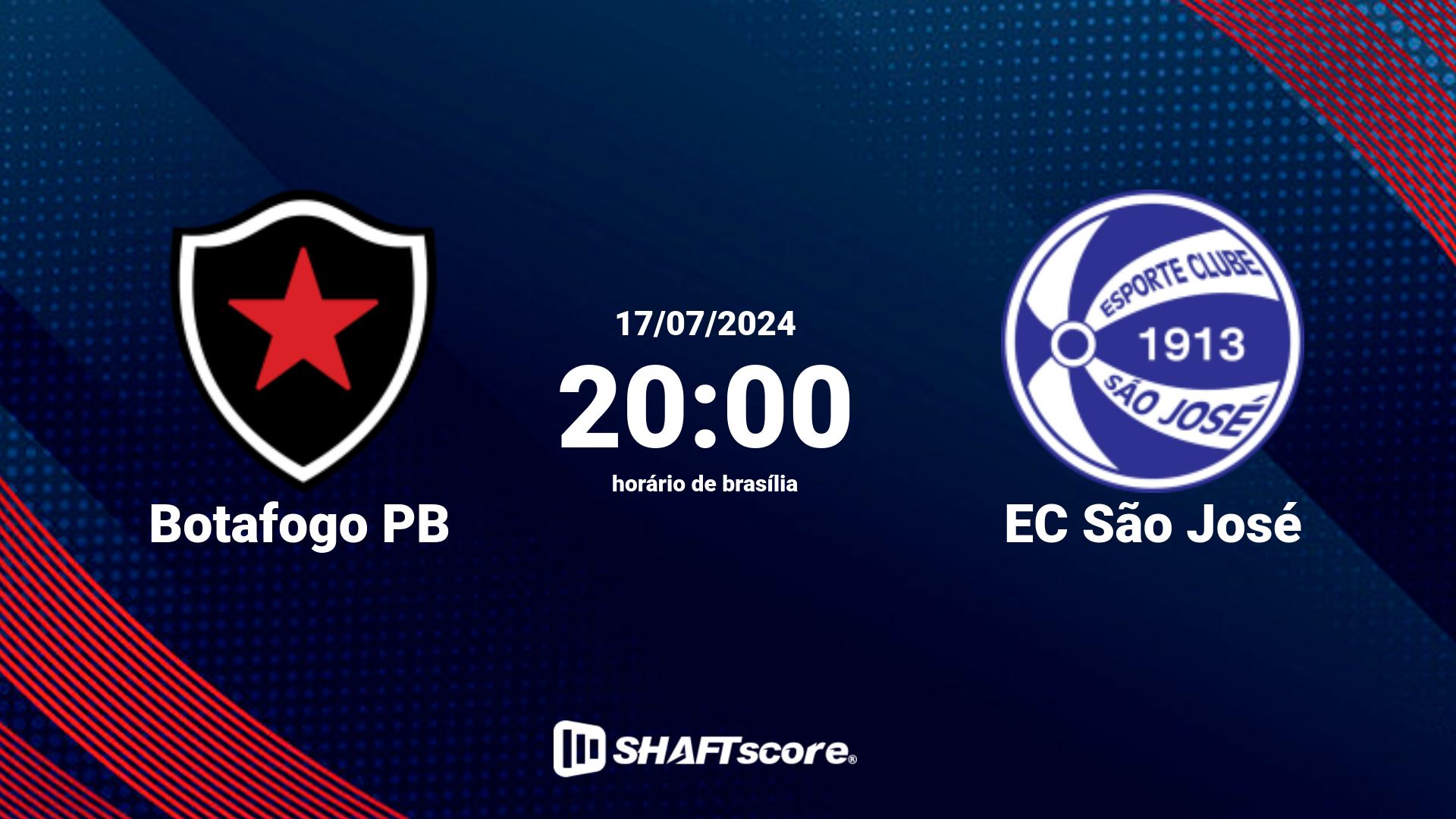 Estatísticas do jogo Botafogo PB vs EC São José 17.07 20:00