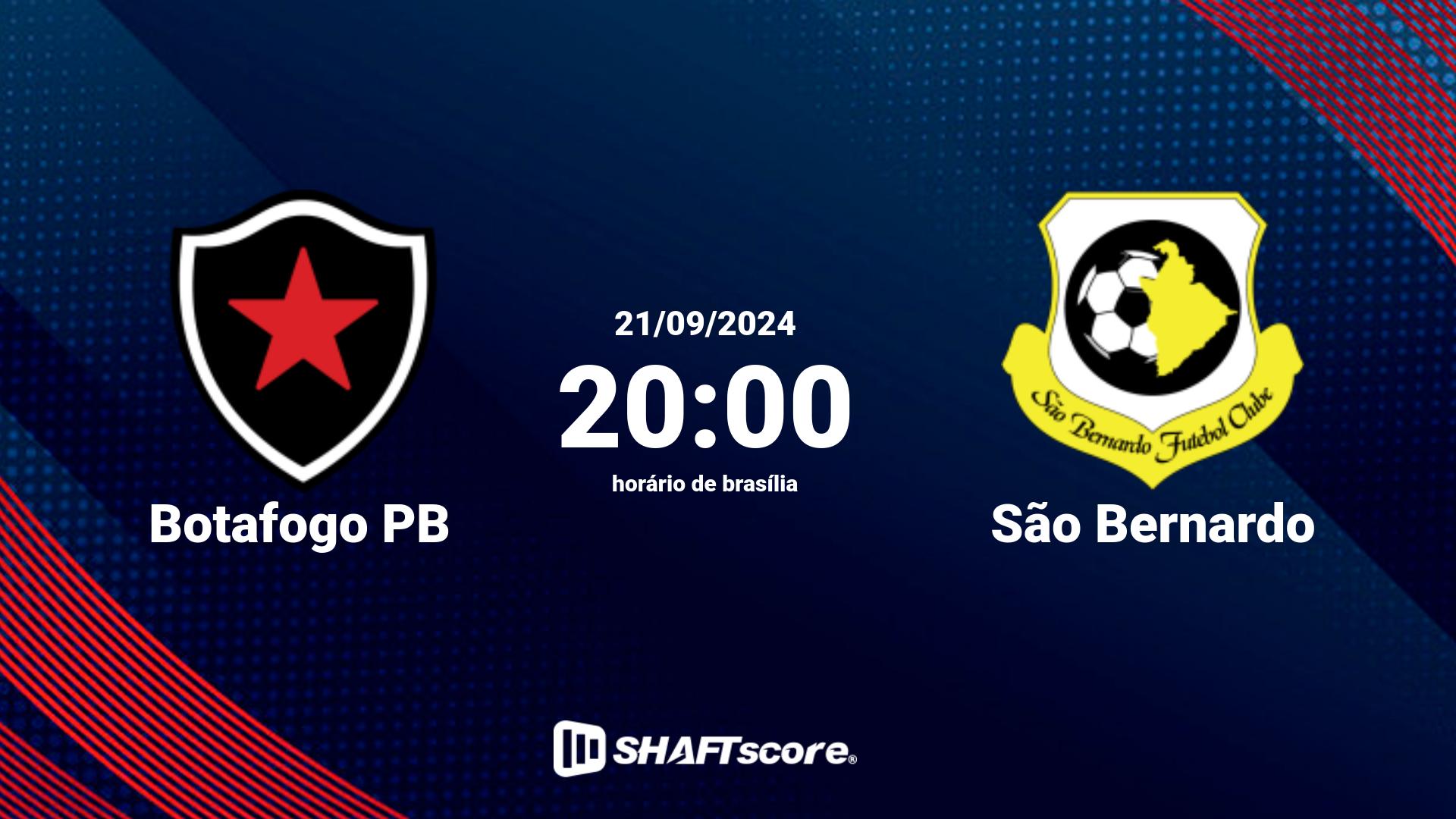 Estatísticas do jogo Botafogo PB vs São Bernardo 21.09 20:00