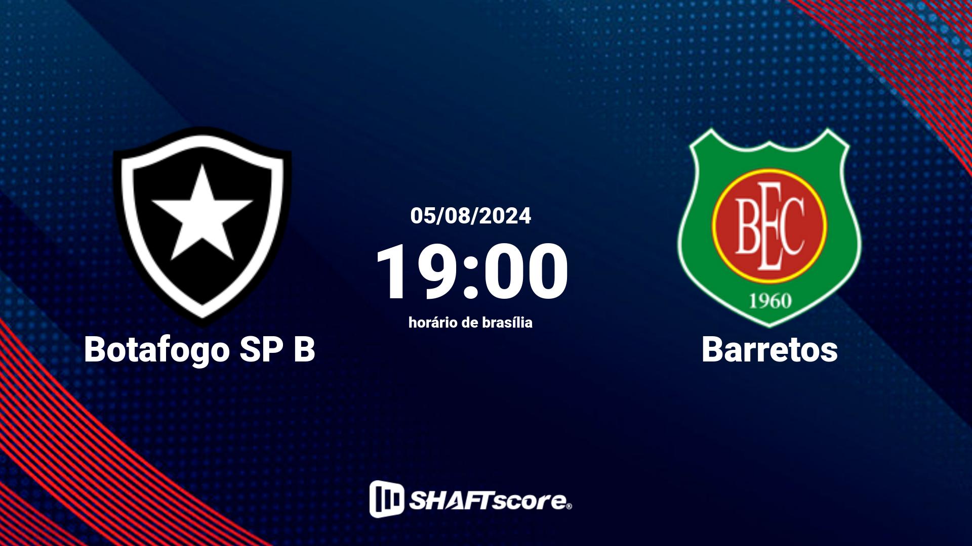 Estatísticas do jogo Botafogo SP B vs Barretos 05.08 19:00