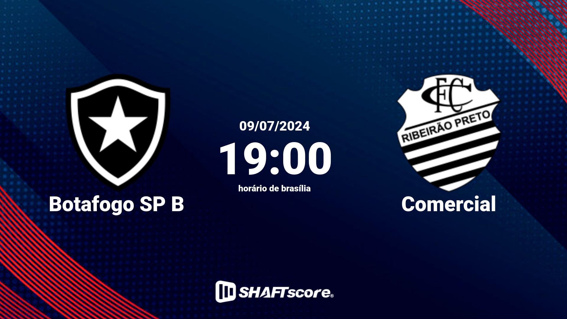 Estatísticas do jogo Botafogo SP B vs Comercial 09.07 19:00