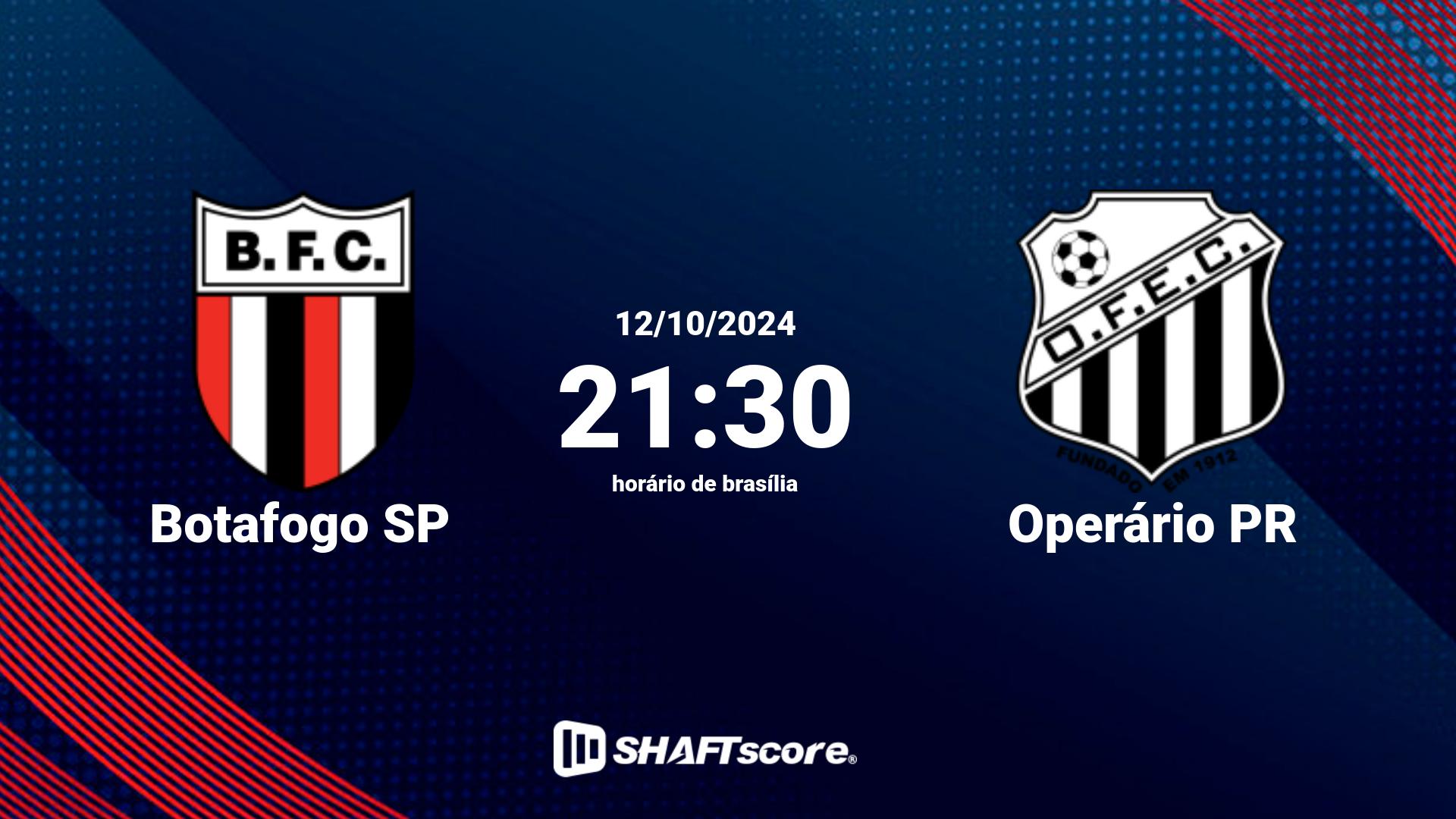 Estatísticas do jogo Botafogo SP vs Operário PR 12.10 21:30