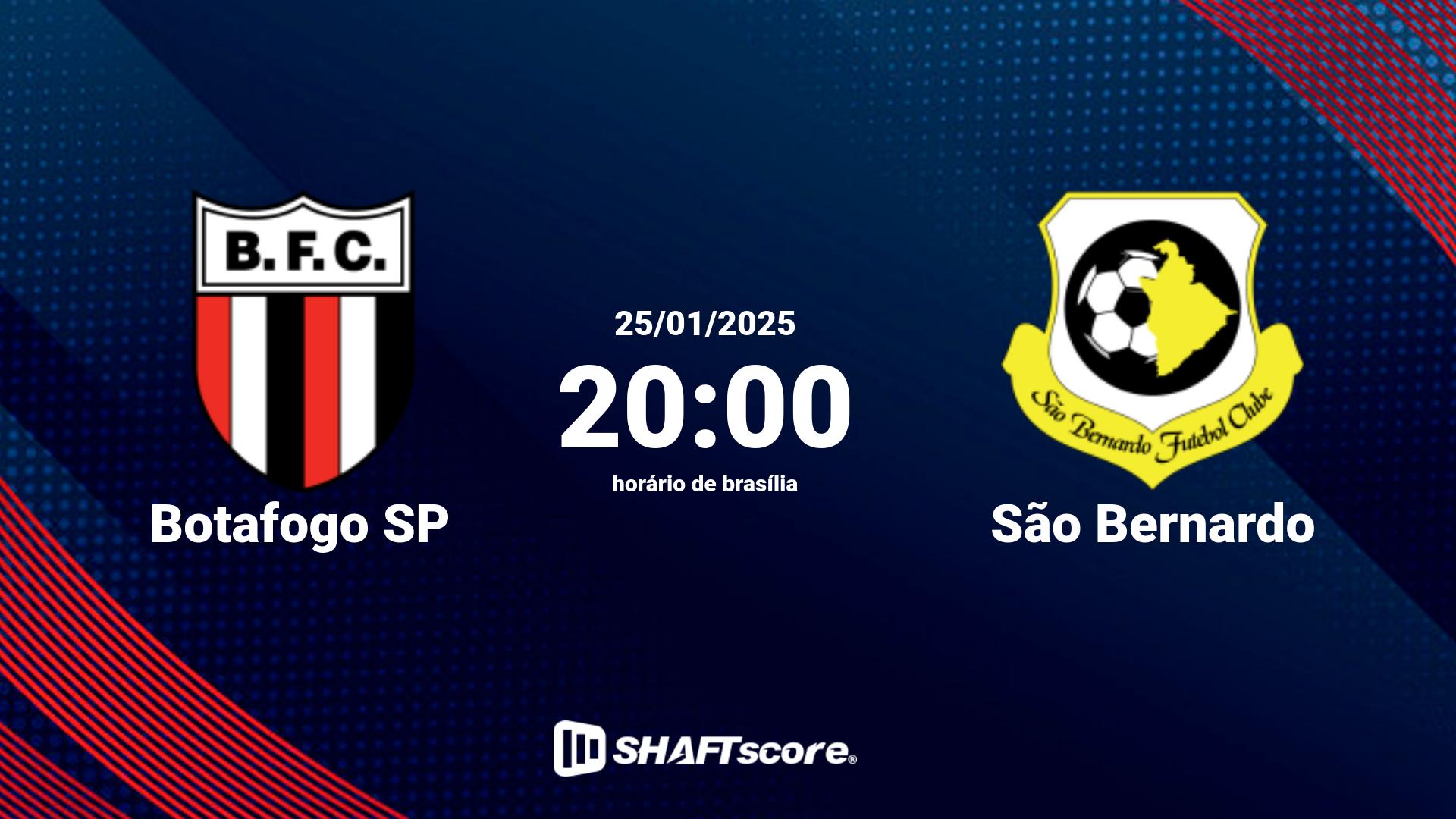 Estatísticas do jogo Botafogo SP vs São Bernardo 25.01 20:00