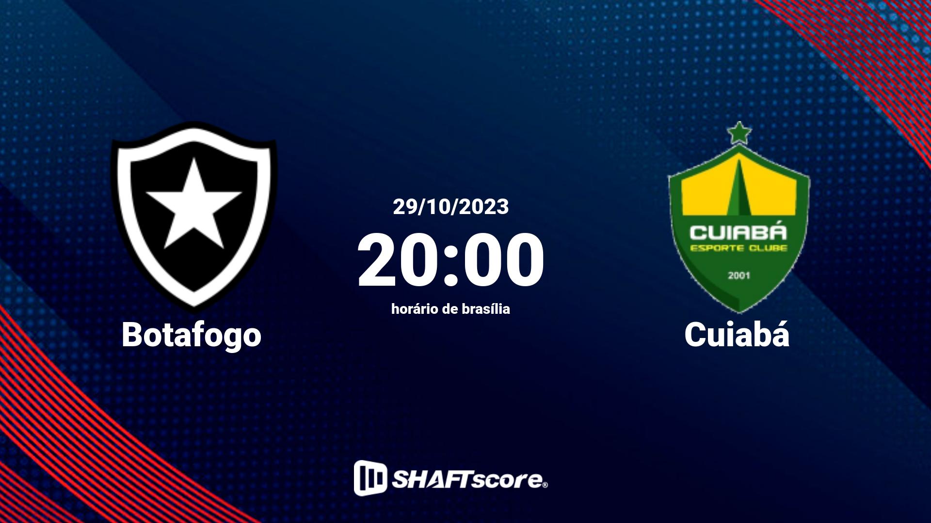 Estatísticas do jogo Botafogo vs Cuiabá 29.10 20:00