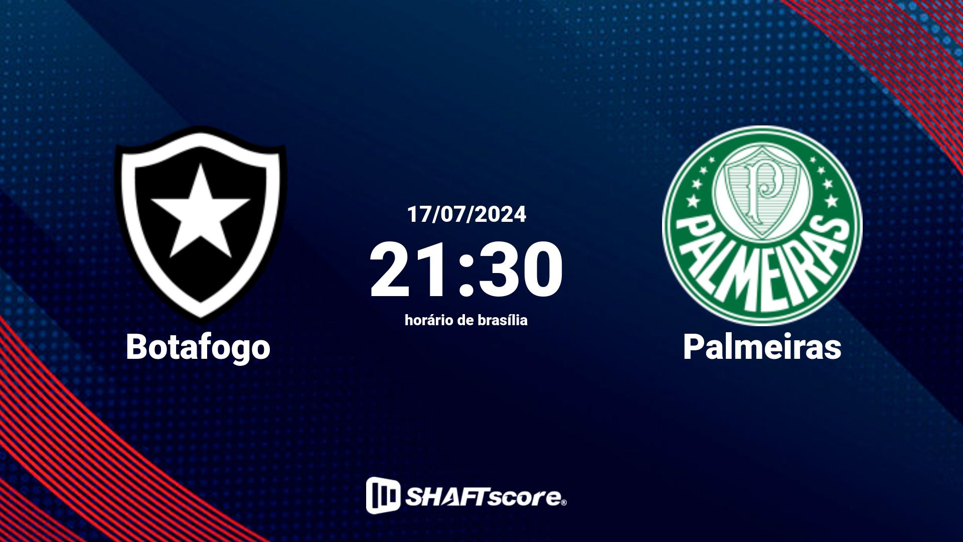 Estatísticas do jogo Botafogo vs Palmeiras 17.07 21:30