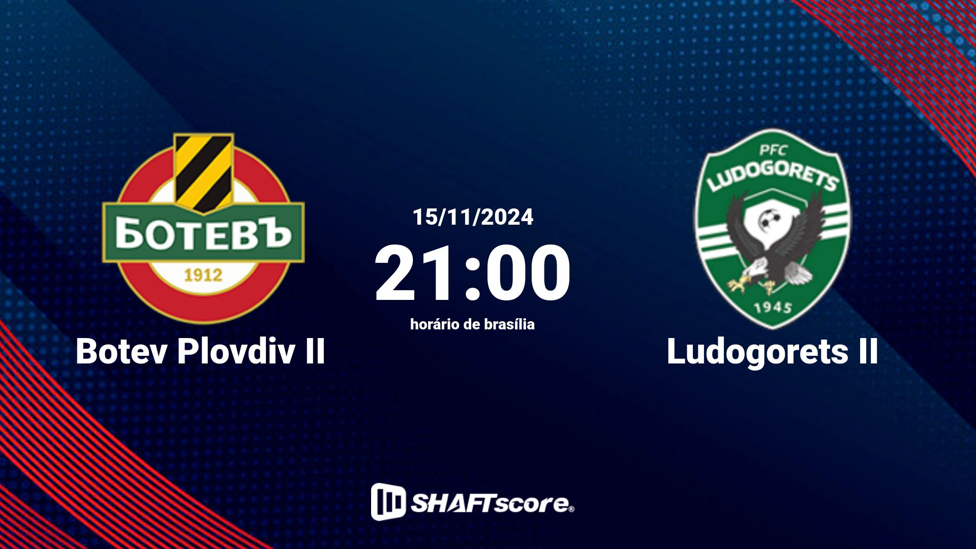 Estatísticas do jogo Botev Plovdiv II vs Ludogorets II 15.11 21:00