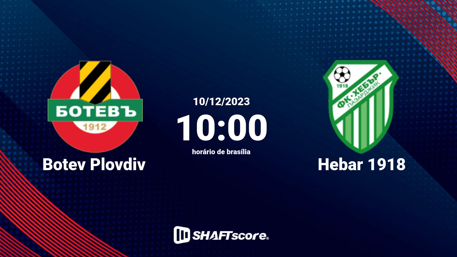 Estatísticas do jogo Botev Plovdiv vs Hebar 1918 10.12 10:00