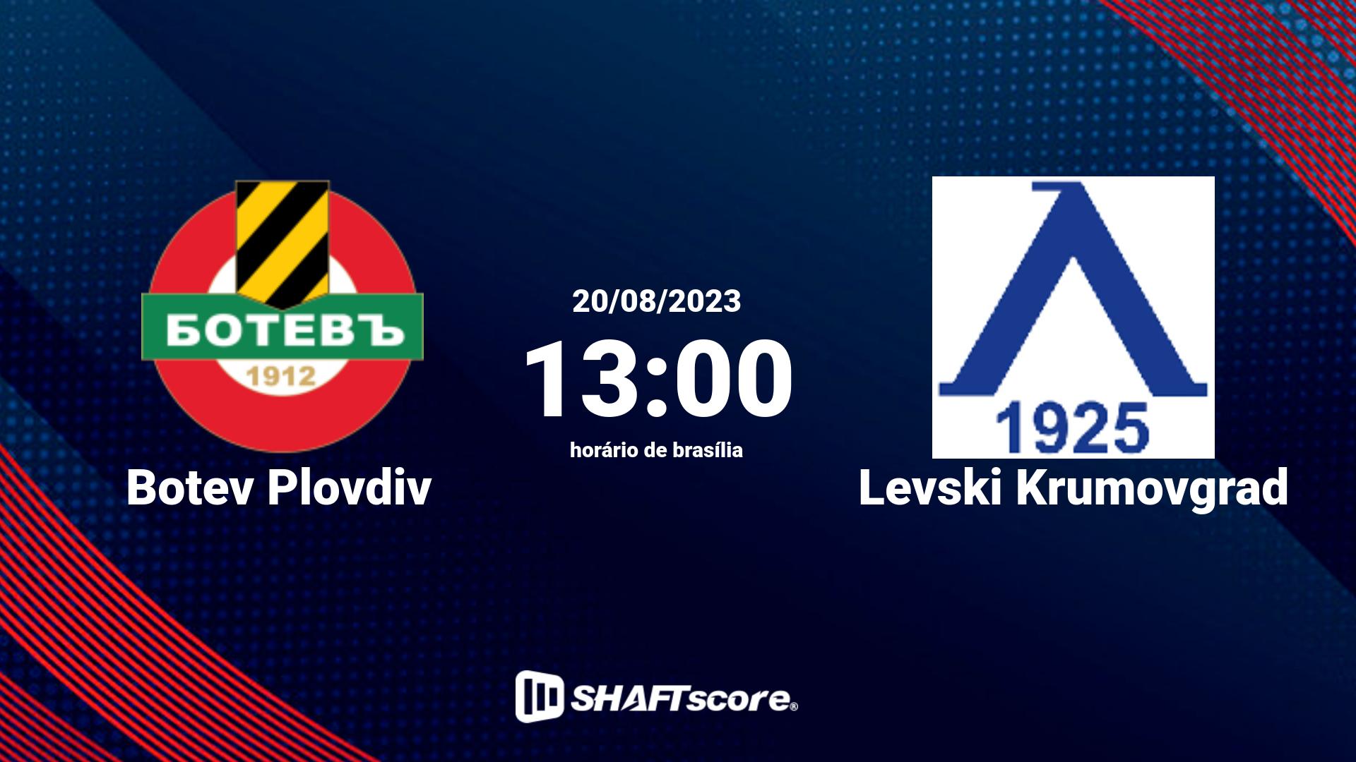 Estatísticas do jogo Botev Plovdiv vs Levski Krumovgrad 20.08 13:00