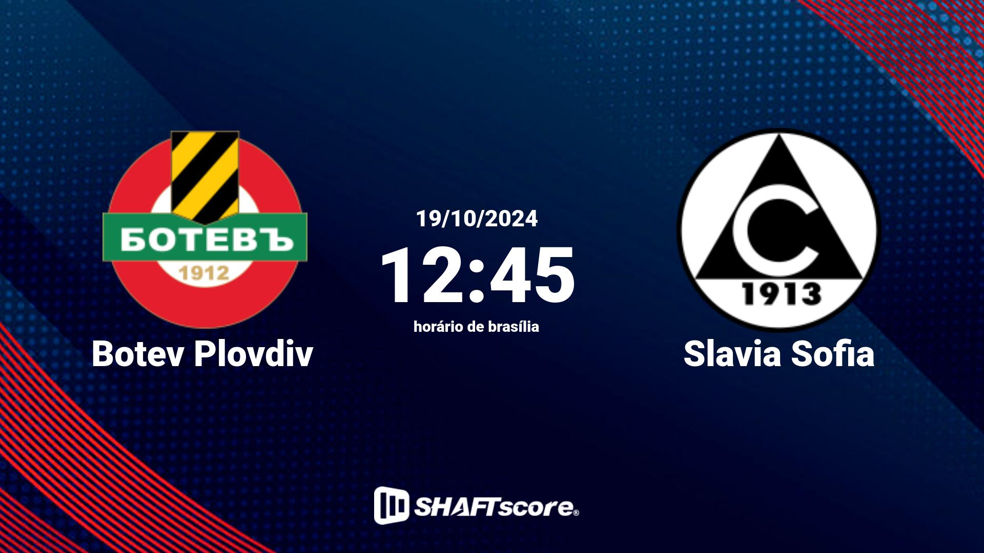 Estatísticas do jogo Botev Plovdiv vs Slavia Sofia 19.10 12:45