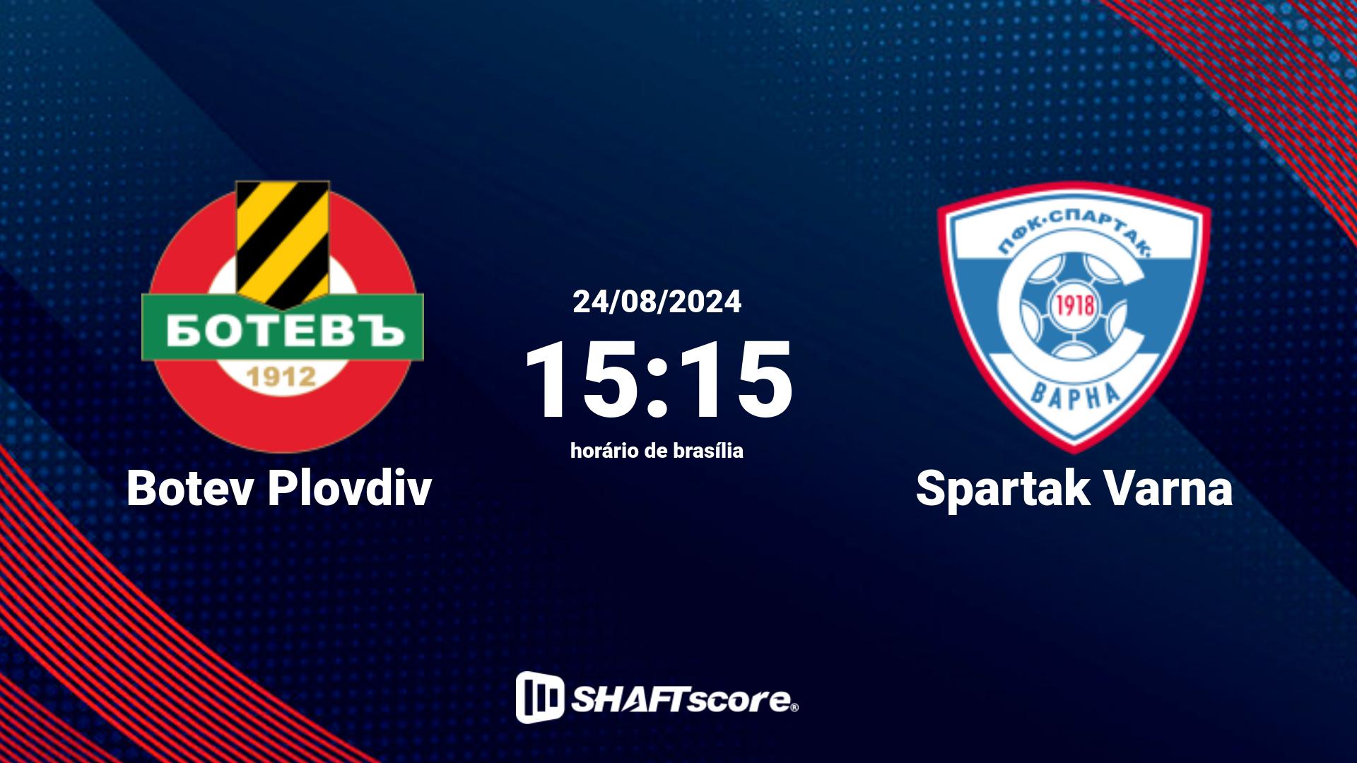 Estatísticas do jogo Botev Plovdiv vs Spartak Varna 24.08 15:15