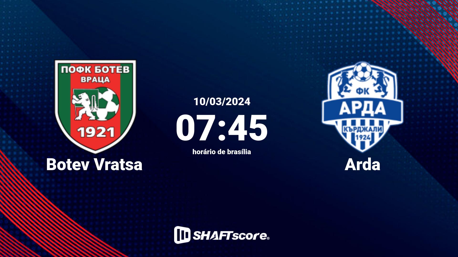 Estatísticas do jogo Botev Vratsa vs Arda 10.03 07:45