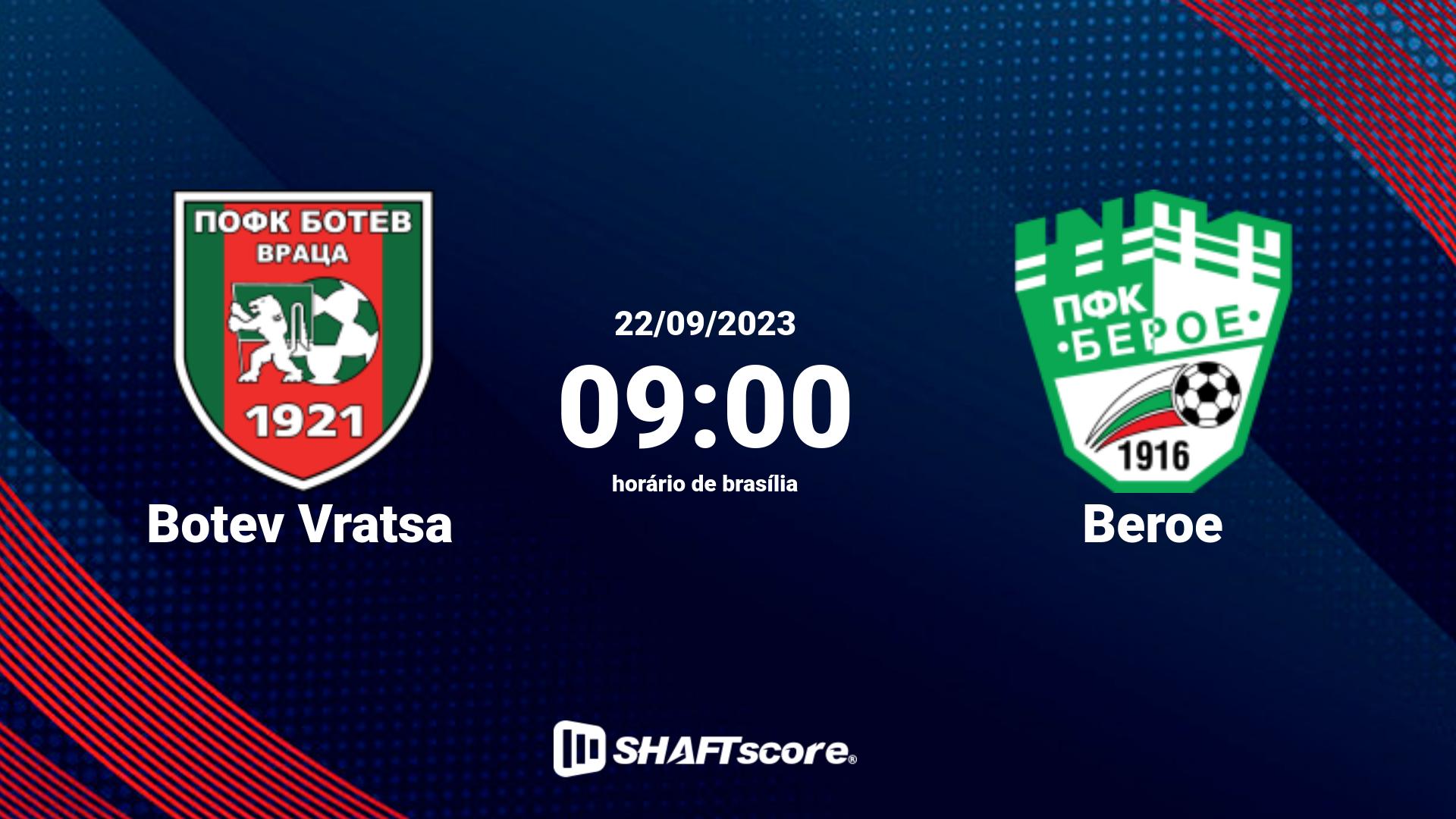 Estatísticas do jogo Botev Vratsa vs Beroe 22.09 09:00