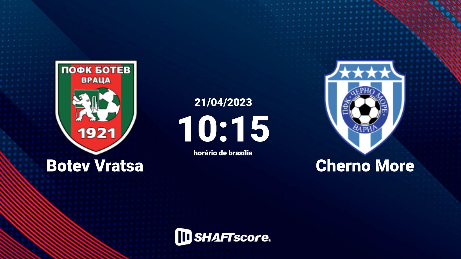 Estatísticas do jogo Botev Vratsa vs Cherno More 21.04 10:15