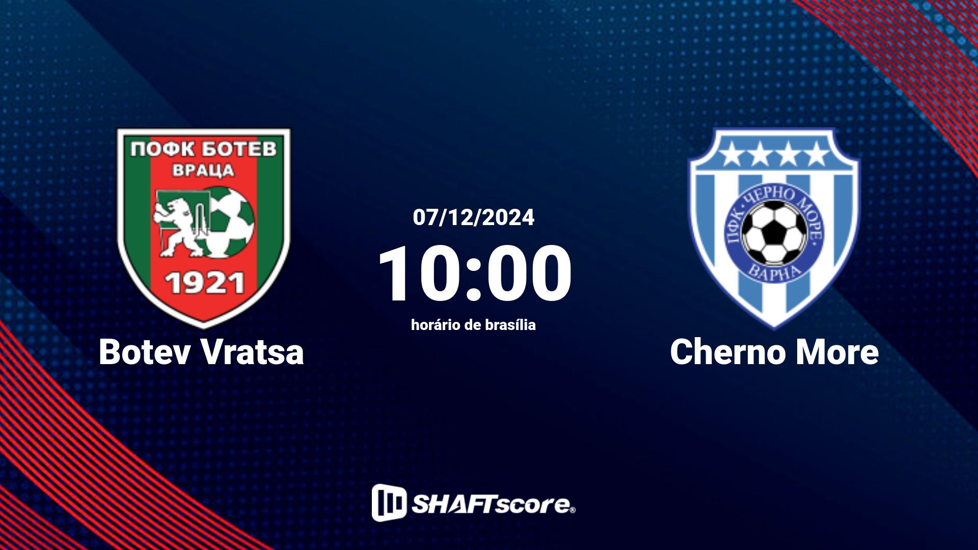 Estatísticas do jogo Botev Vratsa vs Cherno More 07.12 10:00