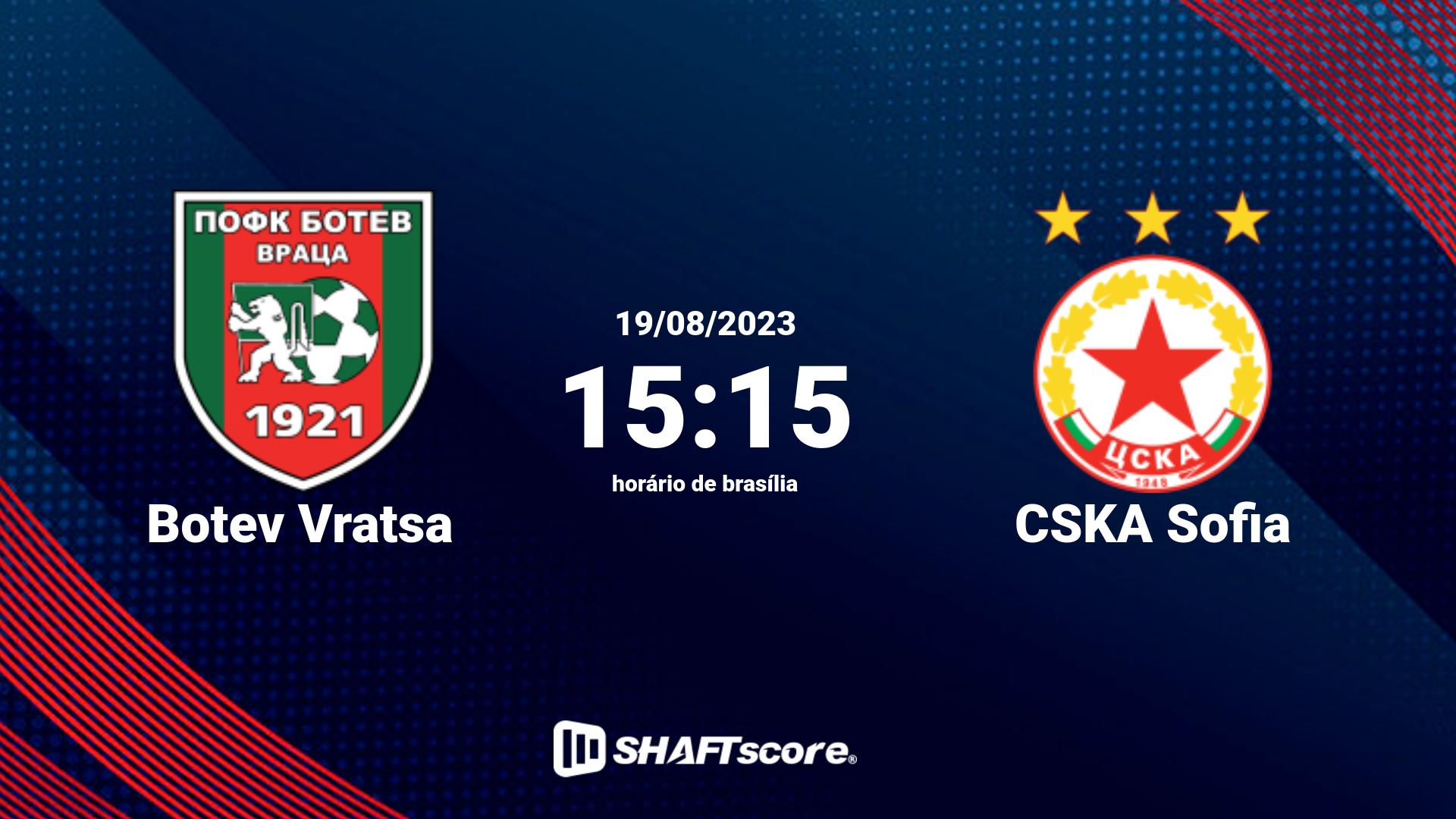 Estatísticas do jogo Botev Vratsa vs CSKA Sofia 19.08 15:15