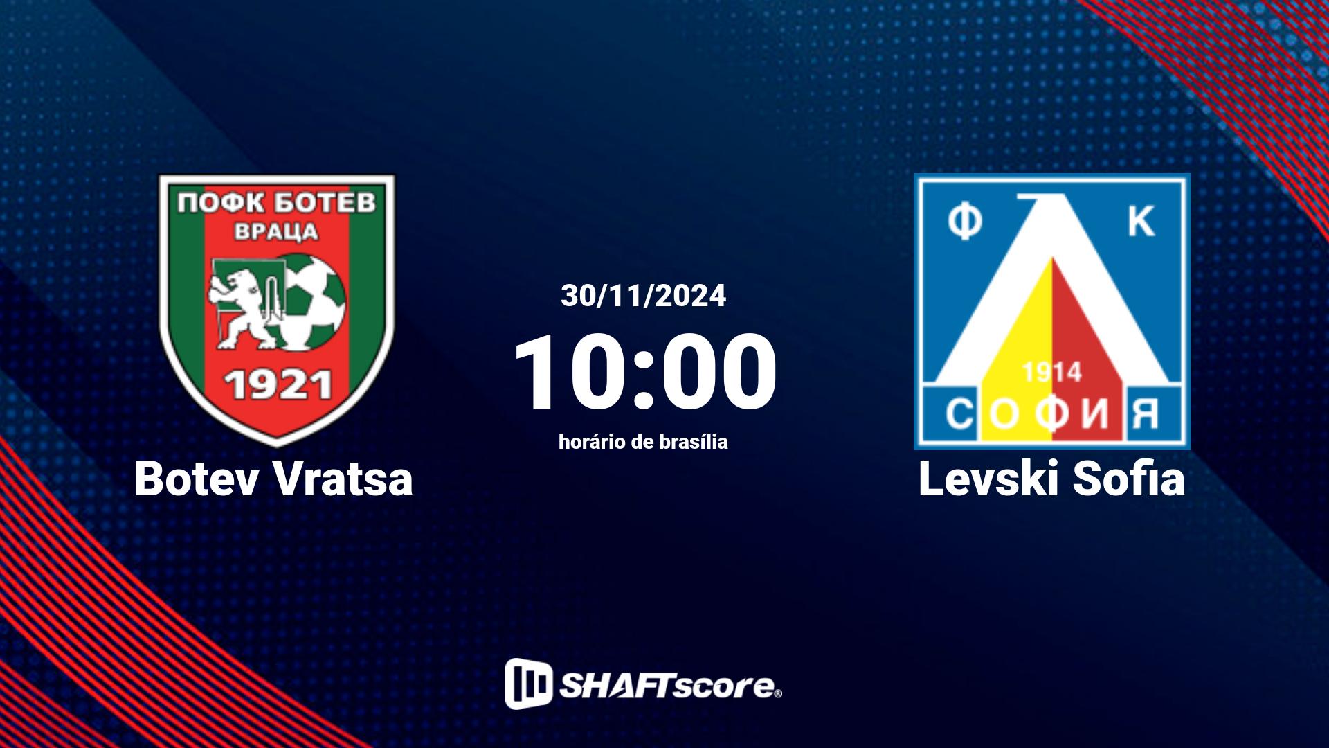 Estatísticas do jogo Botev Vratsa vs Levski Sofia 30.11 10:00