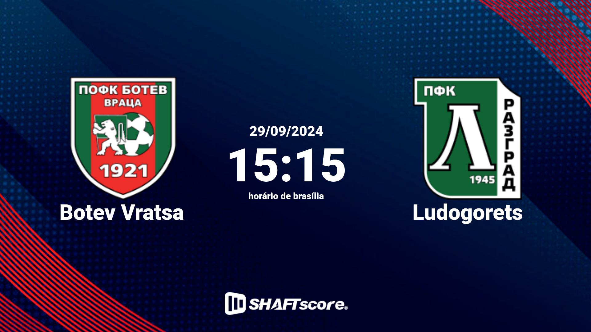 Estatísticas do jogo Botev Vratsa vs Ludogorets 29.09 15:15