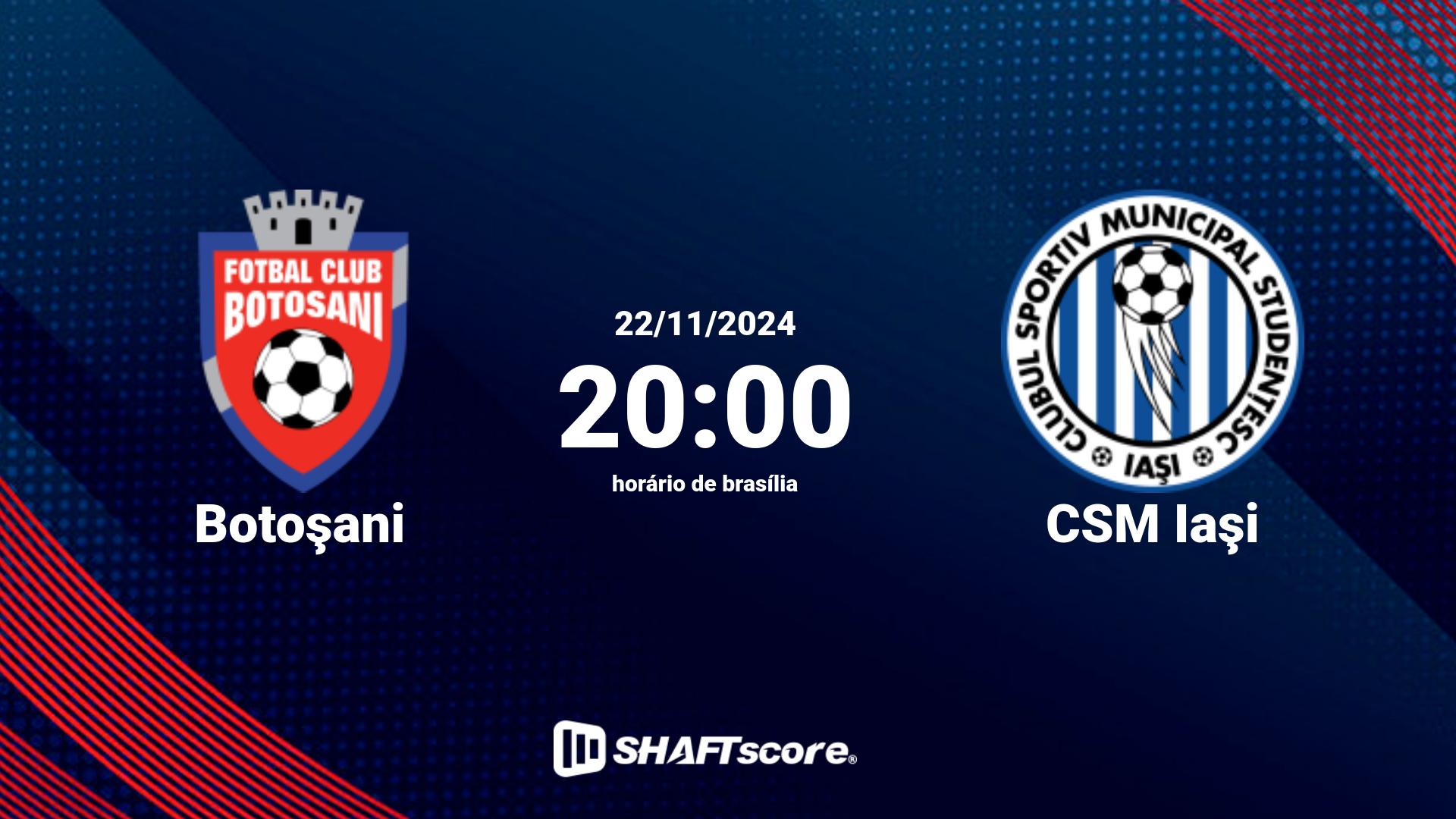 Estatísticas do jogo Botoşani vs CSM Iaşi 22.11 20:00