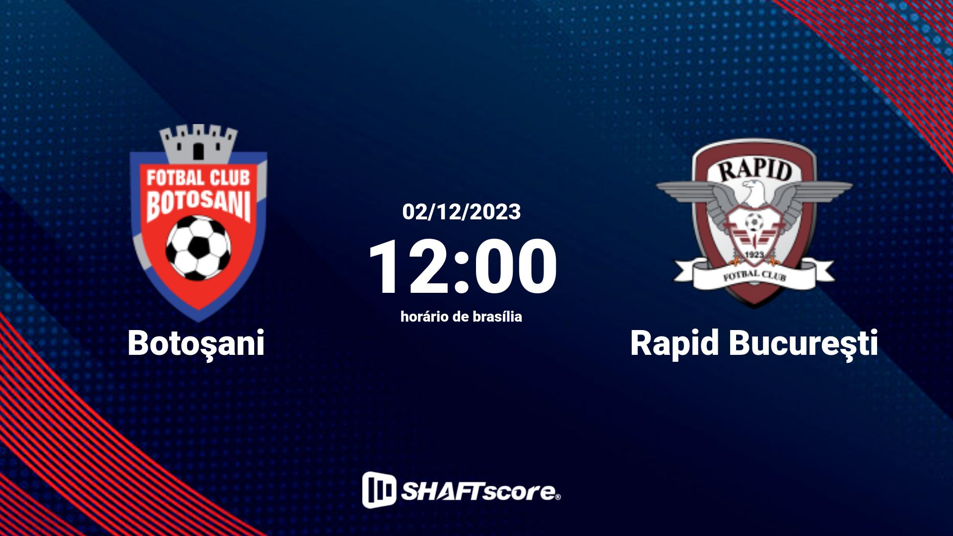 Estatísticas do jogo Botoşani vs Rapid Bucureşti 02.12 12:00