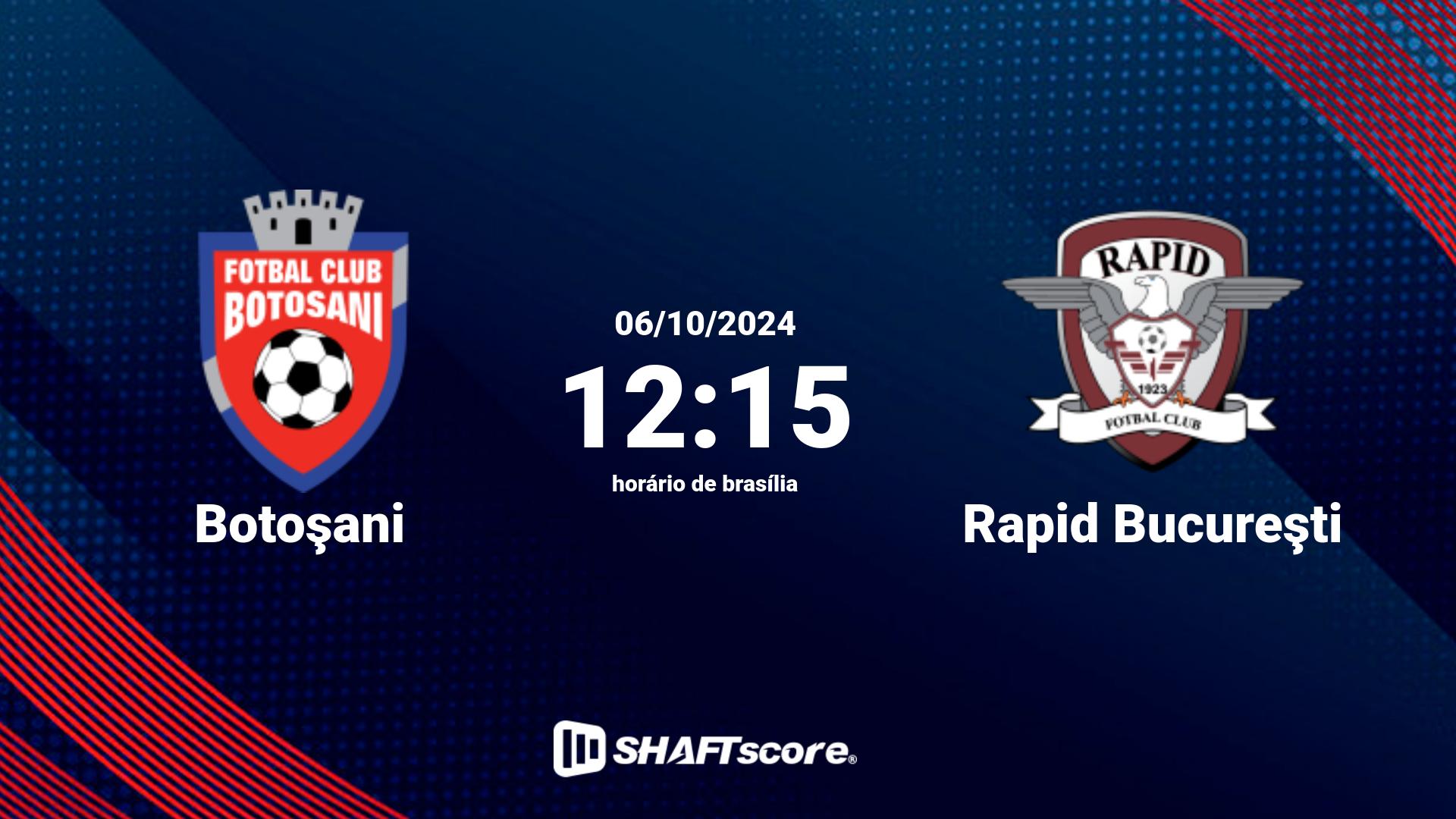 Estatísticas do jogo Botoşani vs Rapid Bucureşti 06.10 12:15