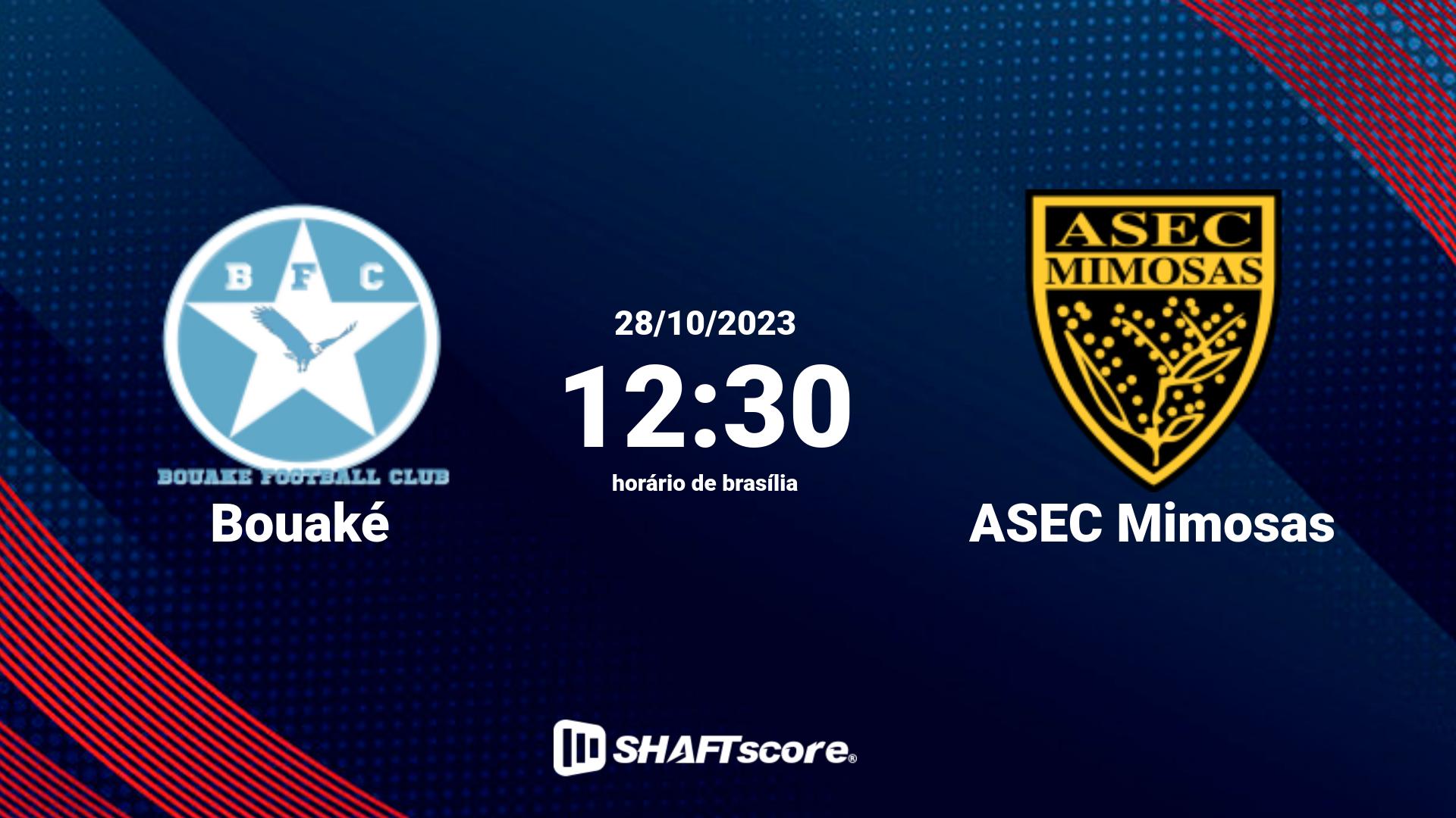 Estatísticas do jogo Bouaké vs ASEC Mimosas 28.10 12:30