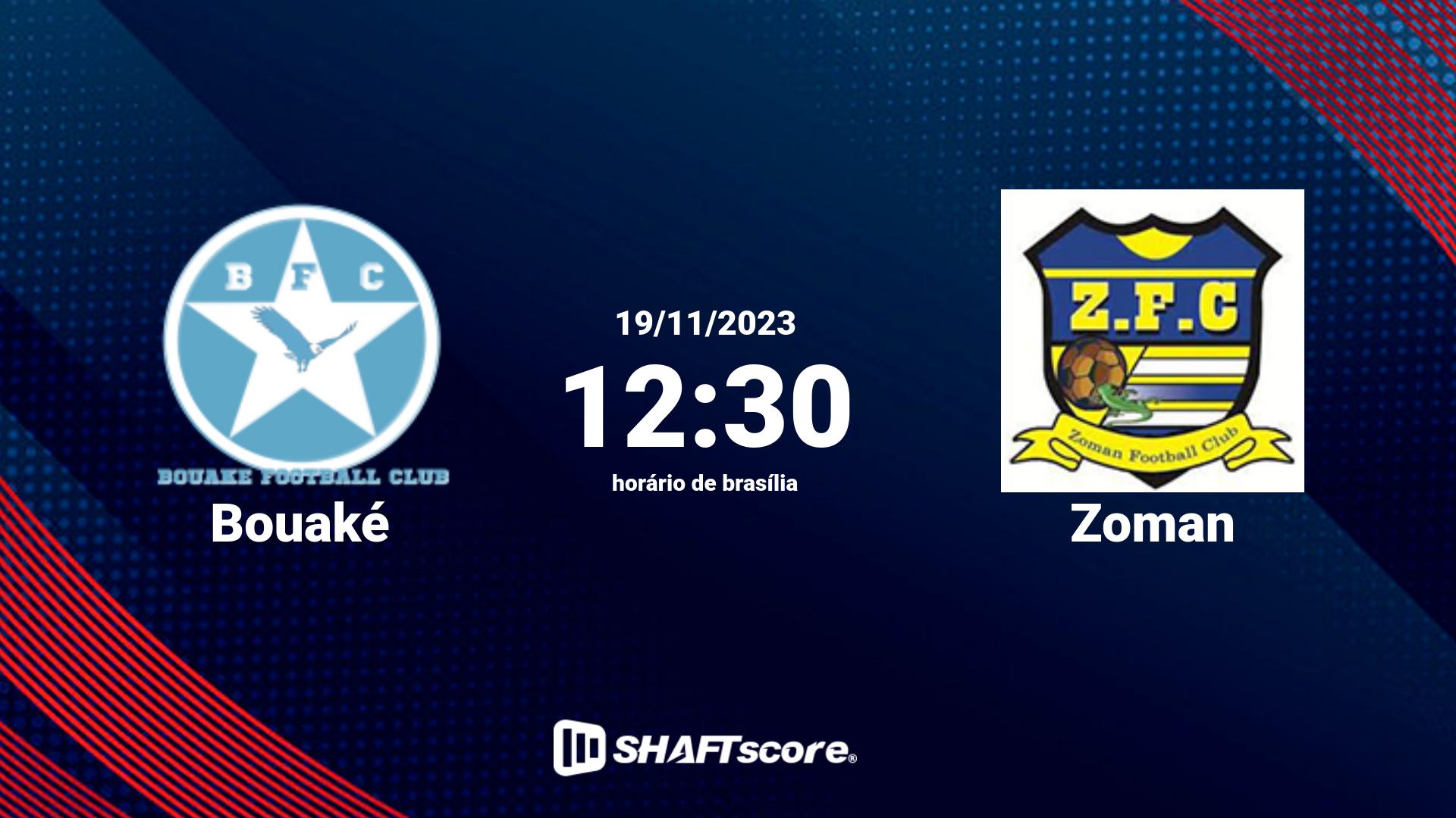 Estatísticas do jogo Bouaké vs Zoman 19.11 12:30